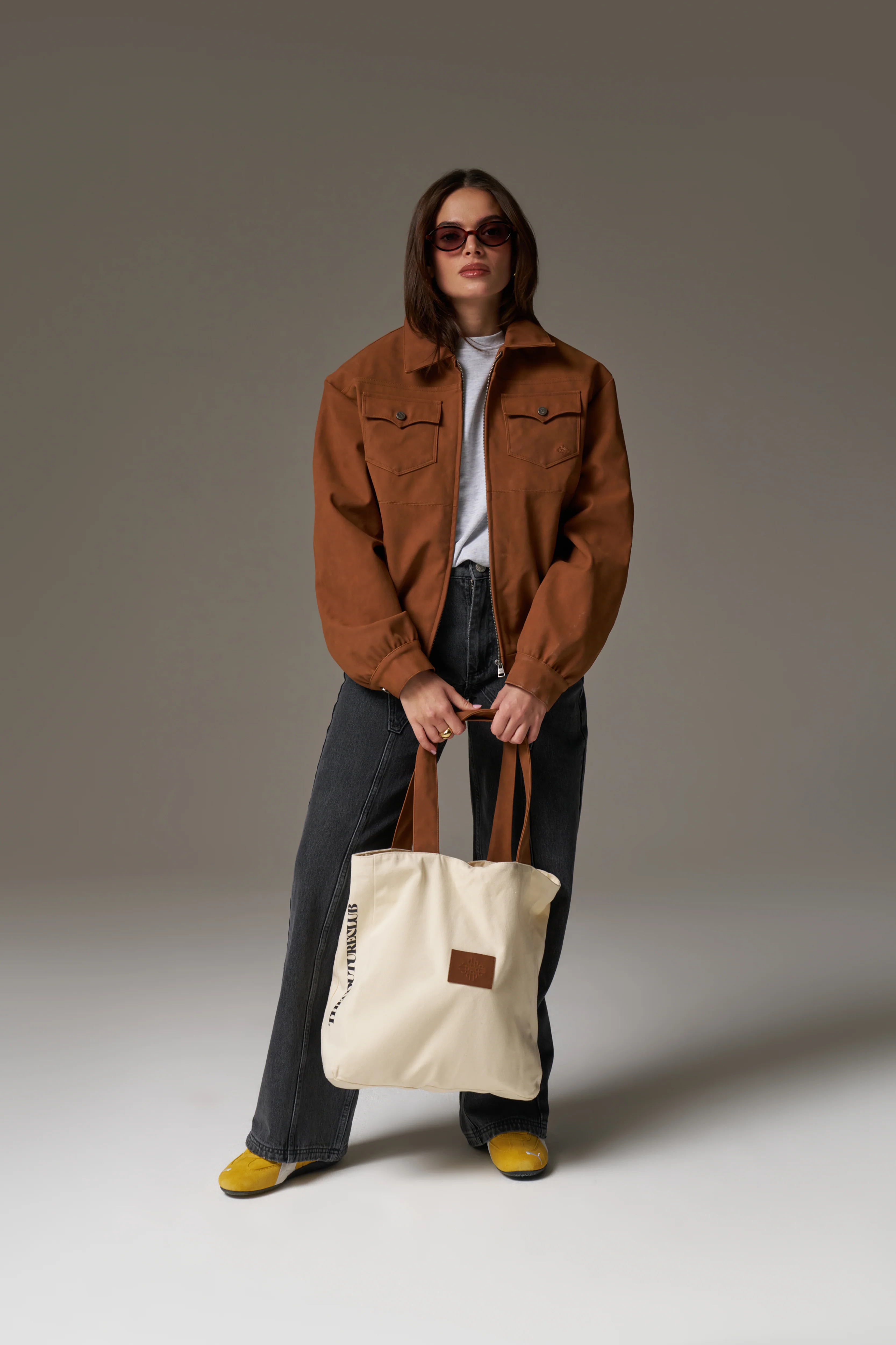 FAUX SUEDE STRAP TOTE BAG - TAN