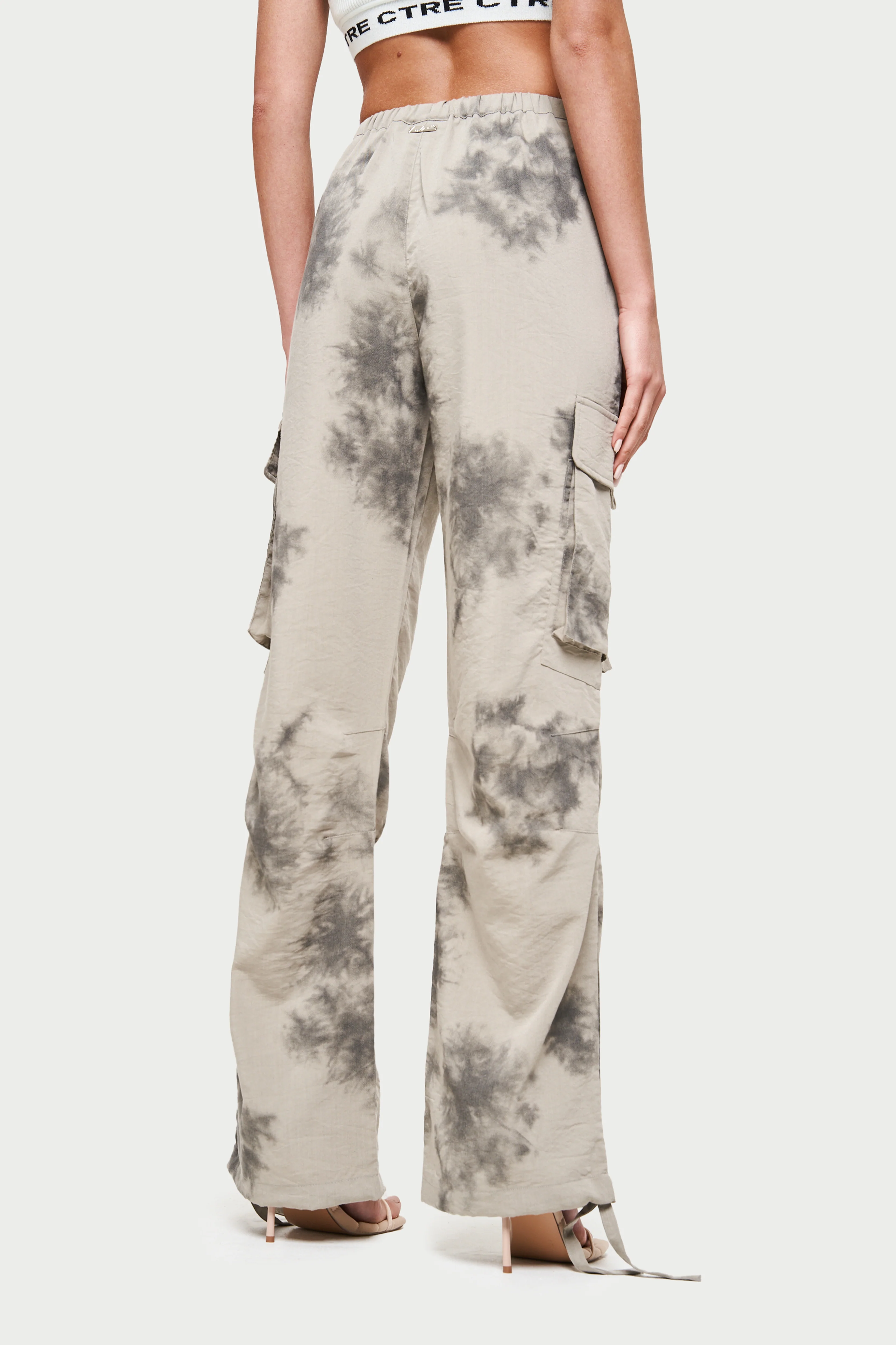 DRAPED CAMO OVERSIZED CARGOS - BEIGE