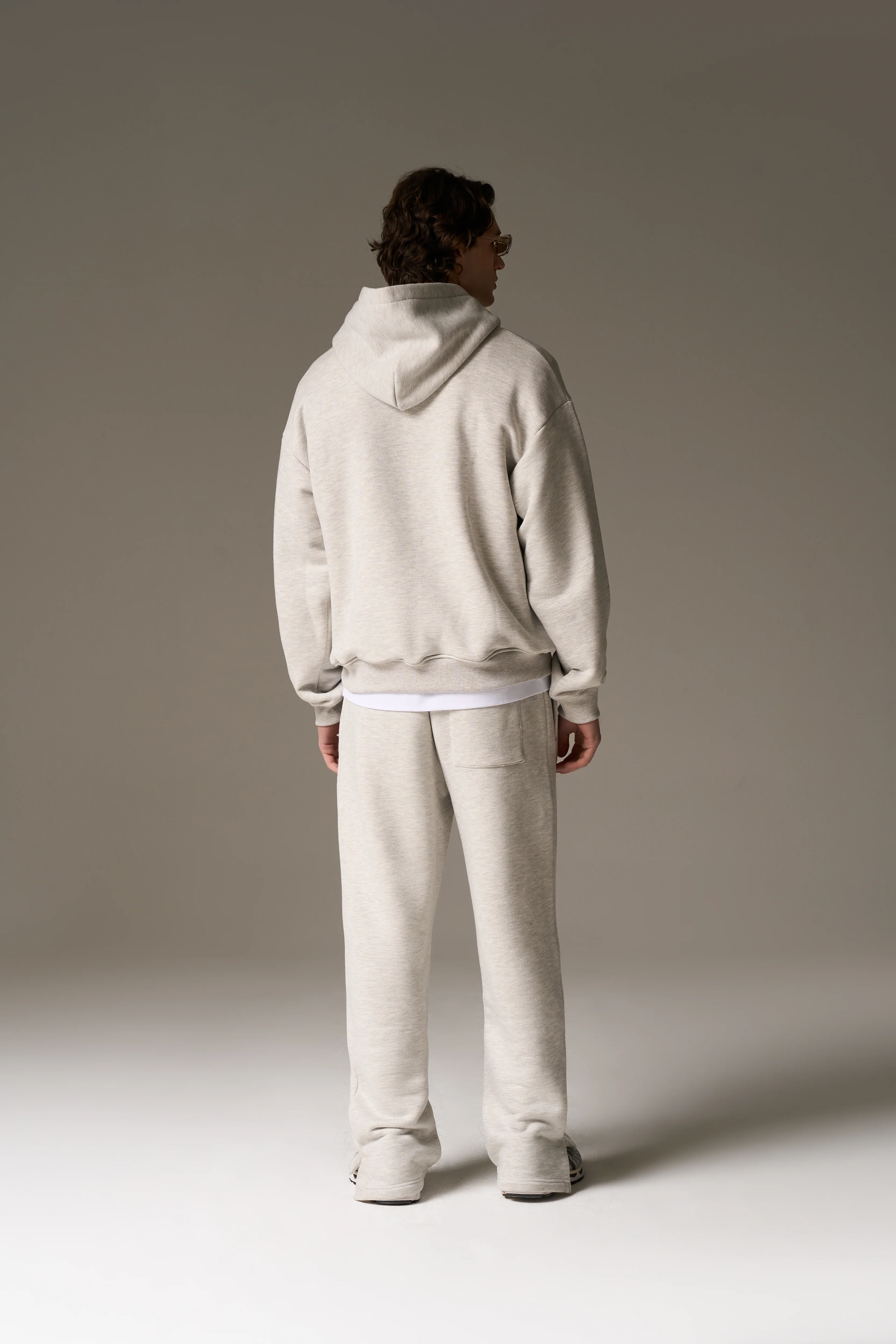 HEAVYWEIGHT MONOGRAM EMBLEM HOODIE - GREY MARL