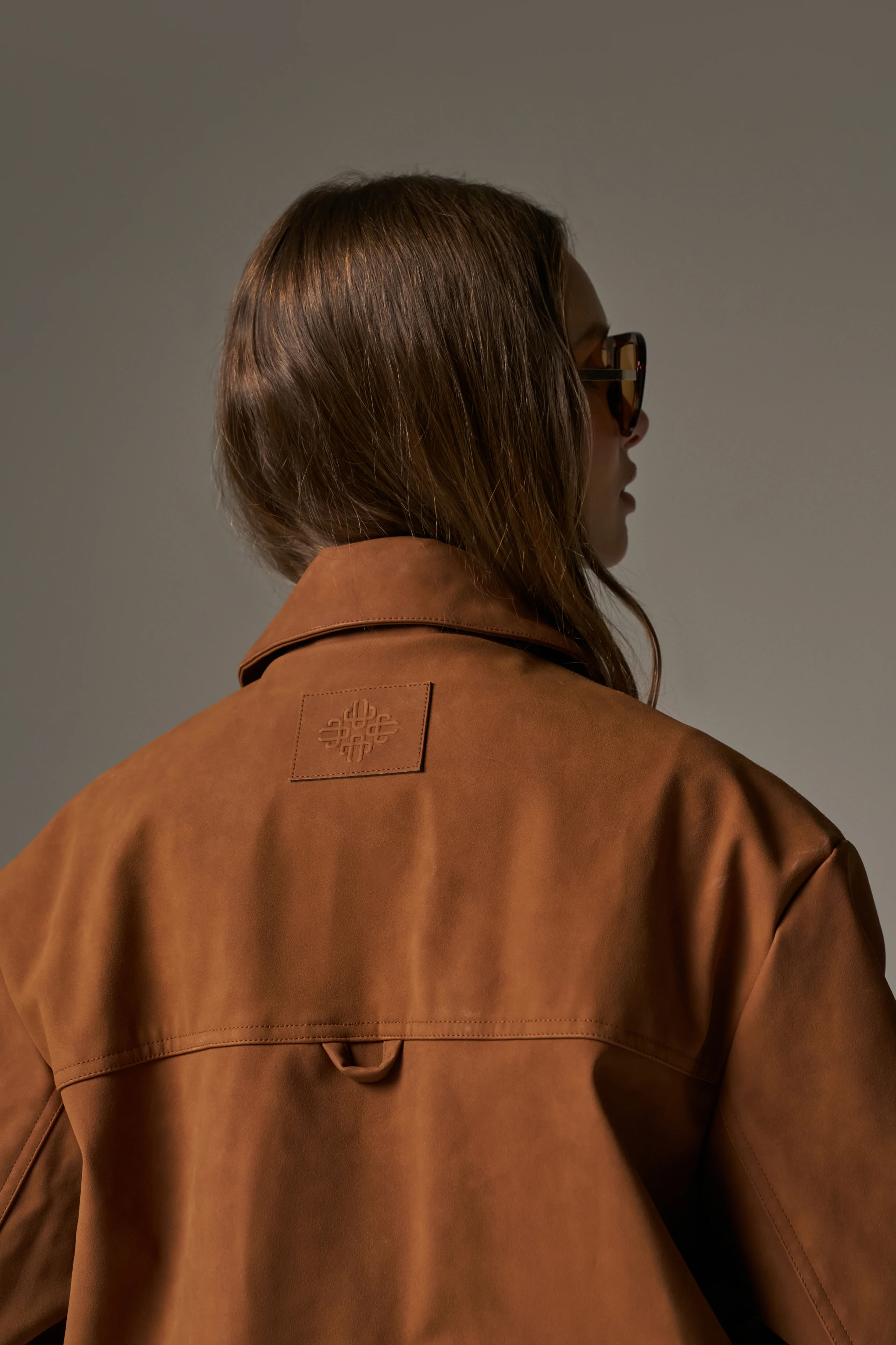 OVERSIZED FAUX SUEDE WESTERN JACKET - TAN