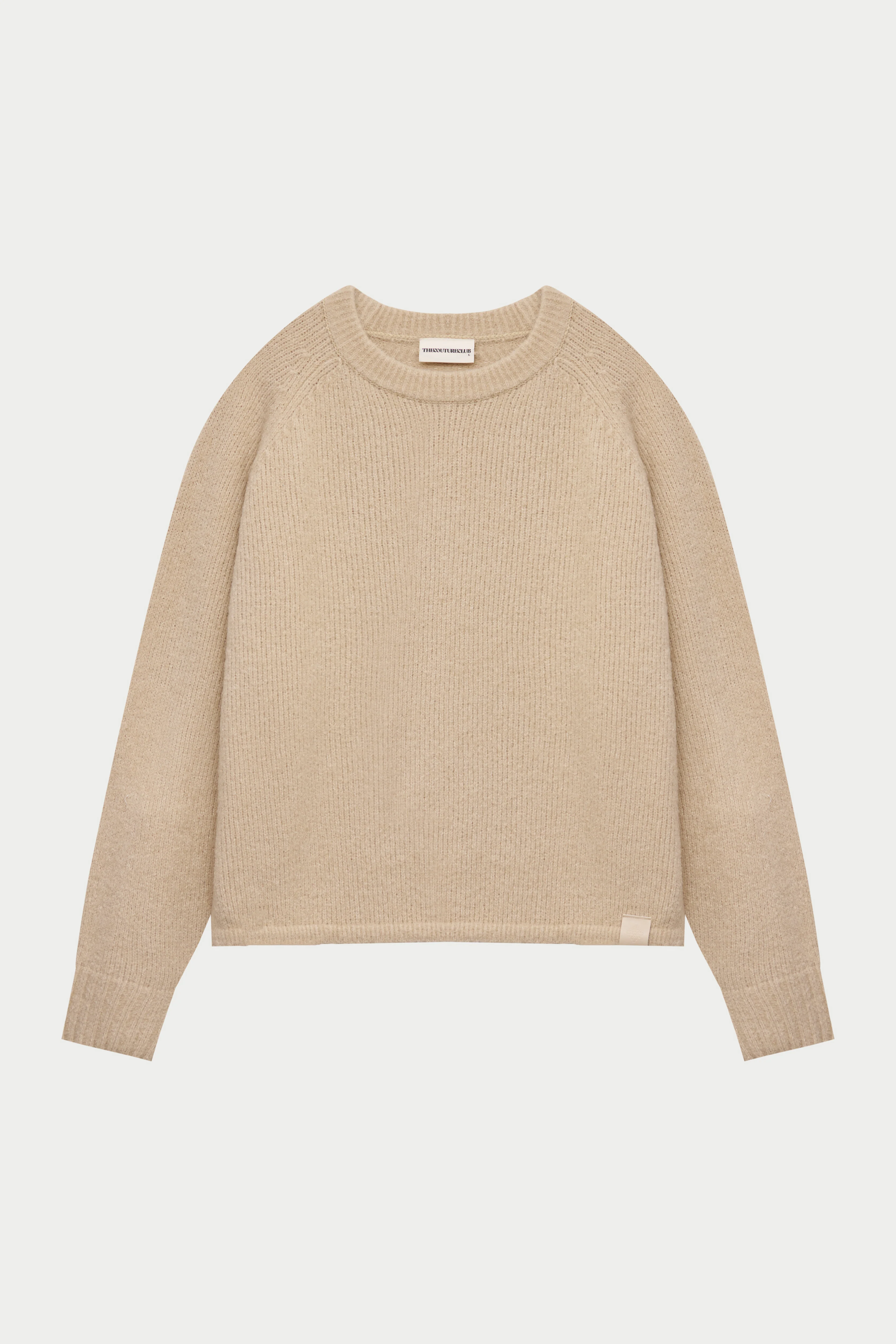 BOUCLE KNIT RAGLAN CREW - STONE