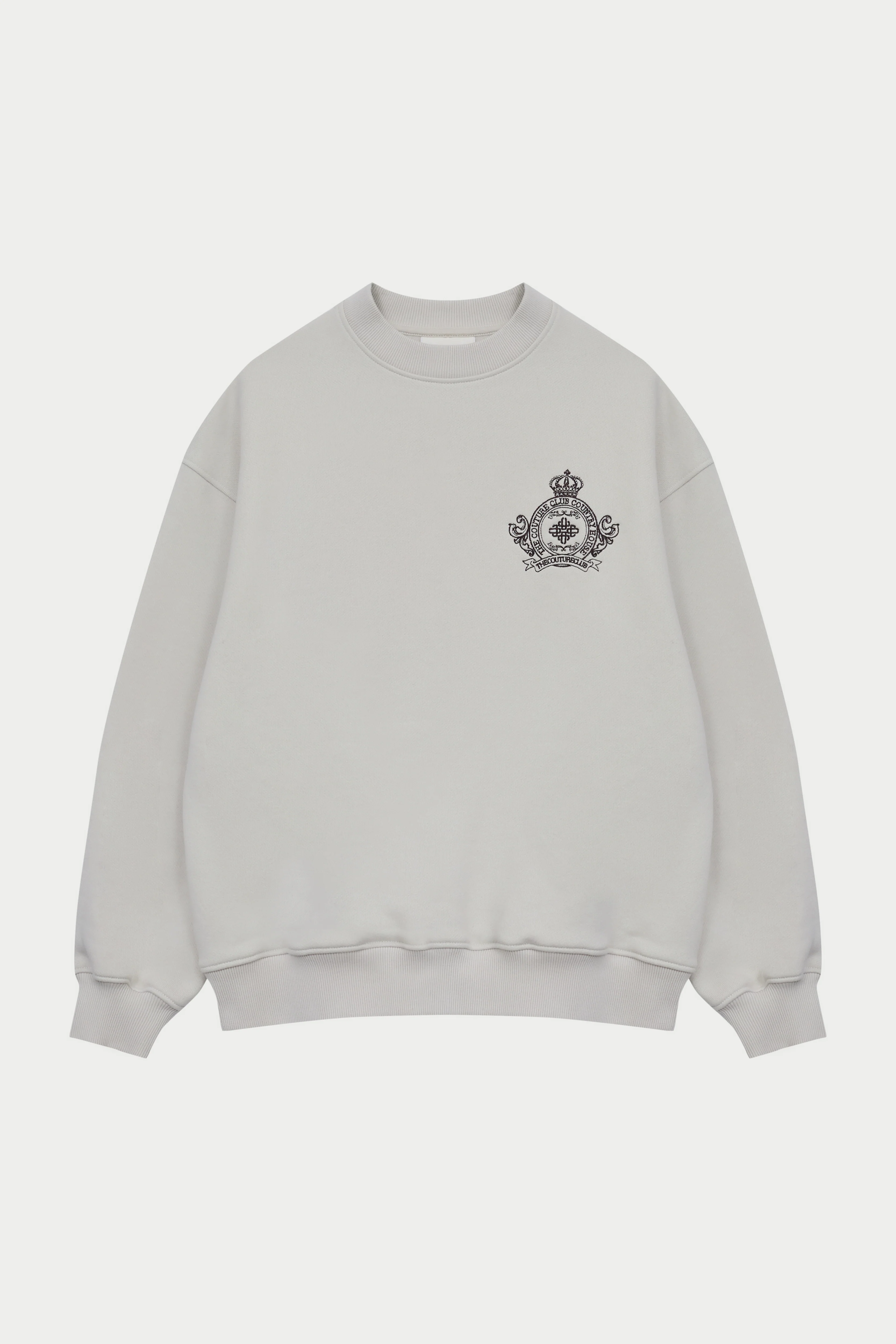 EMBROIDERED CREST OVERSIZED SWEATSHIRT - BONE