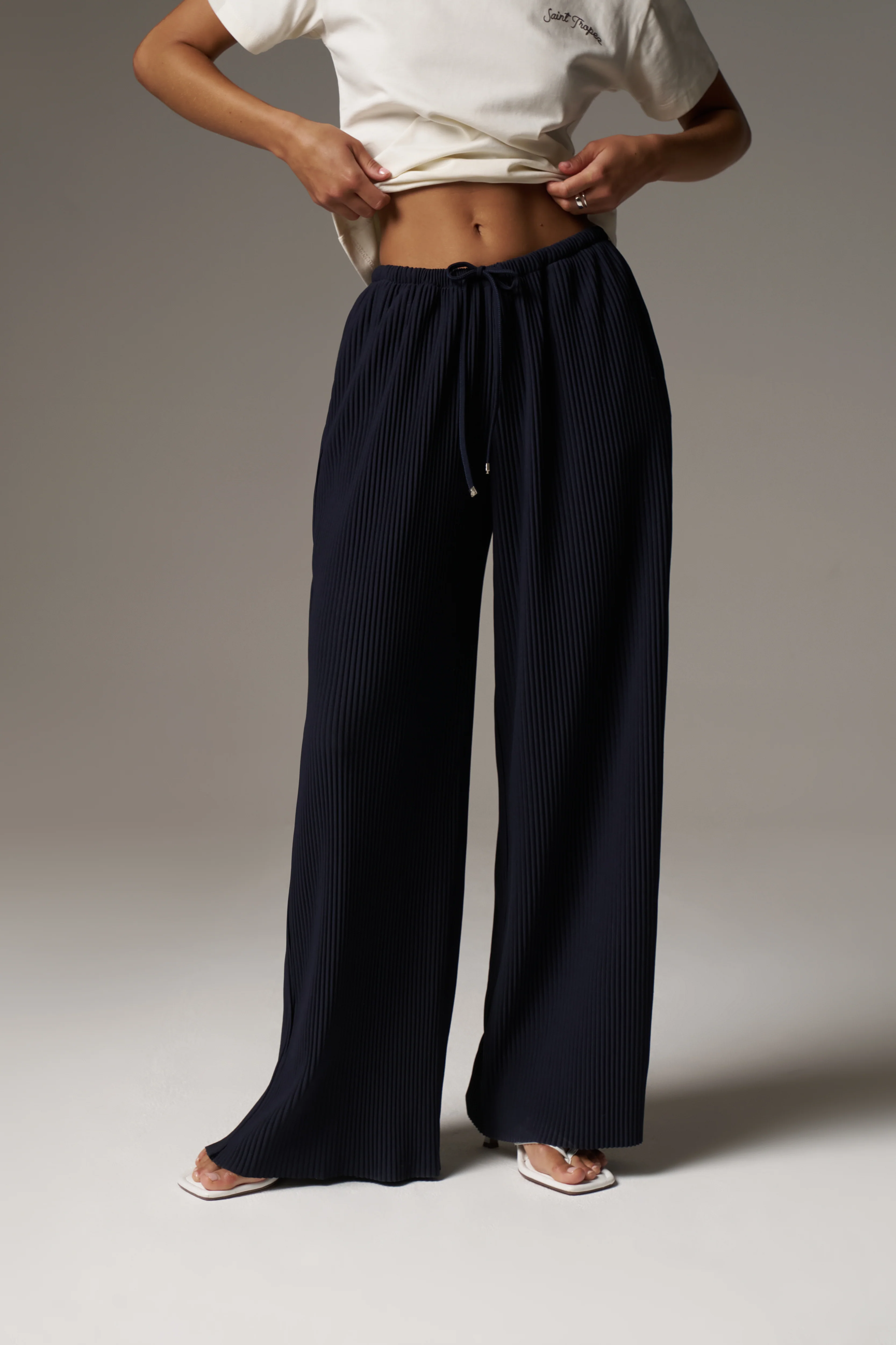 PLISSE TROUSERS - NAVY