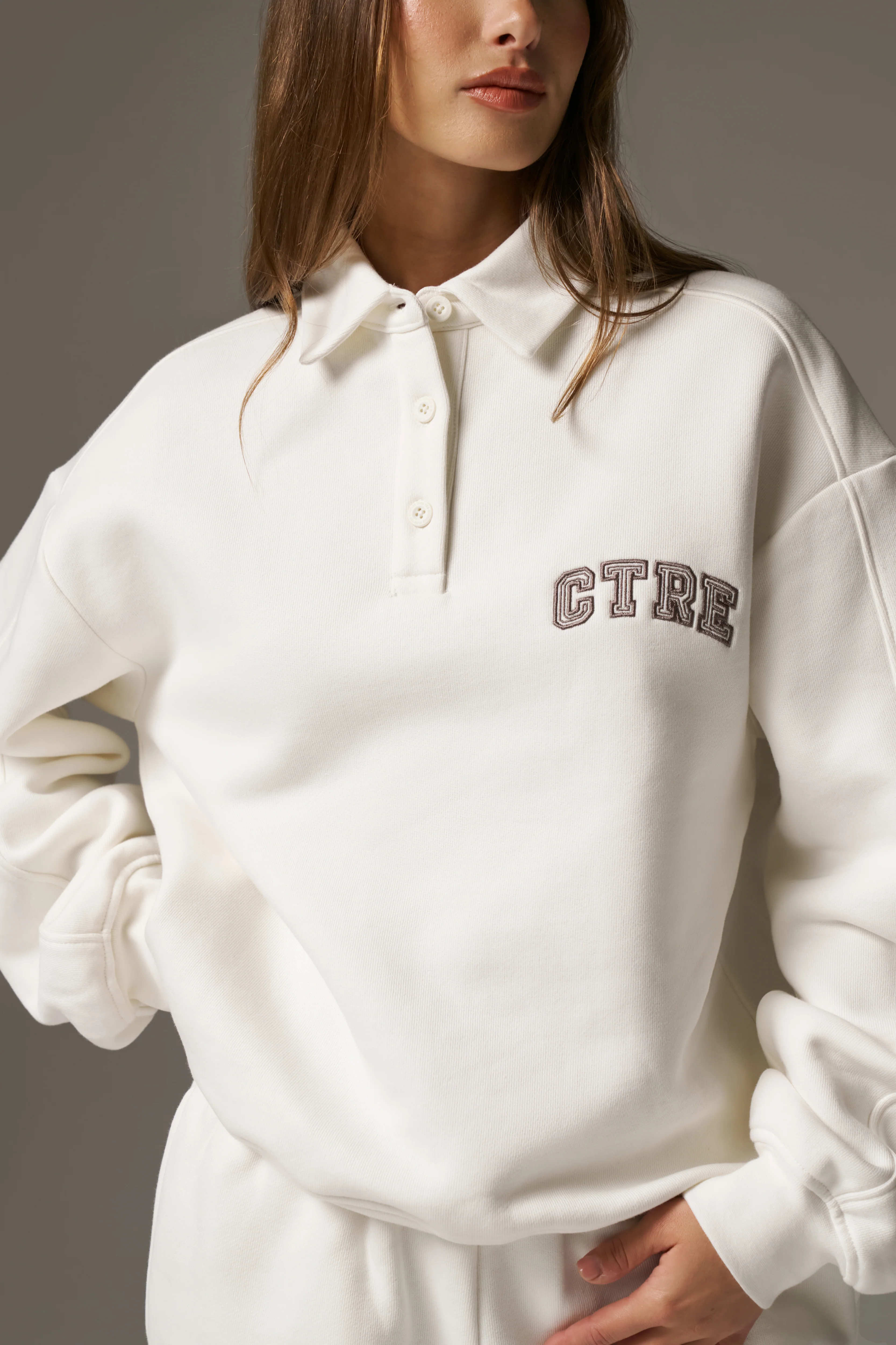 CTRE BUTTON THROUGH POLO - OFF WHITE