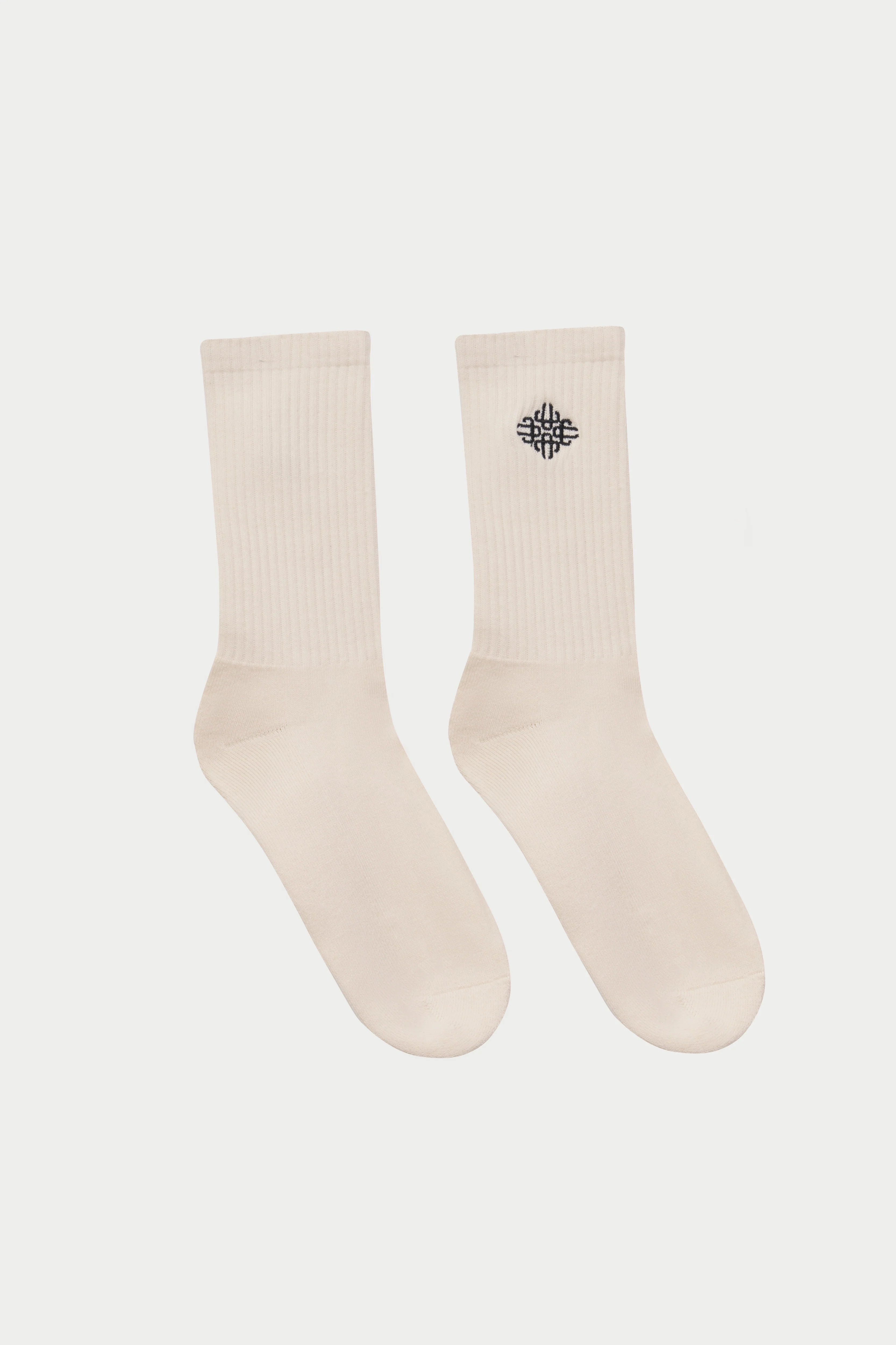 EMBROIDERED EMBLEM SPORTS SOCK - OFFWHITE