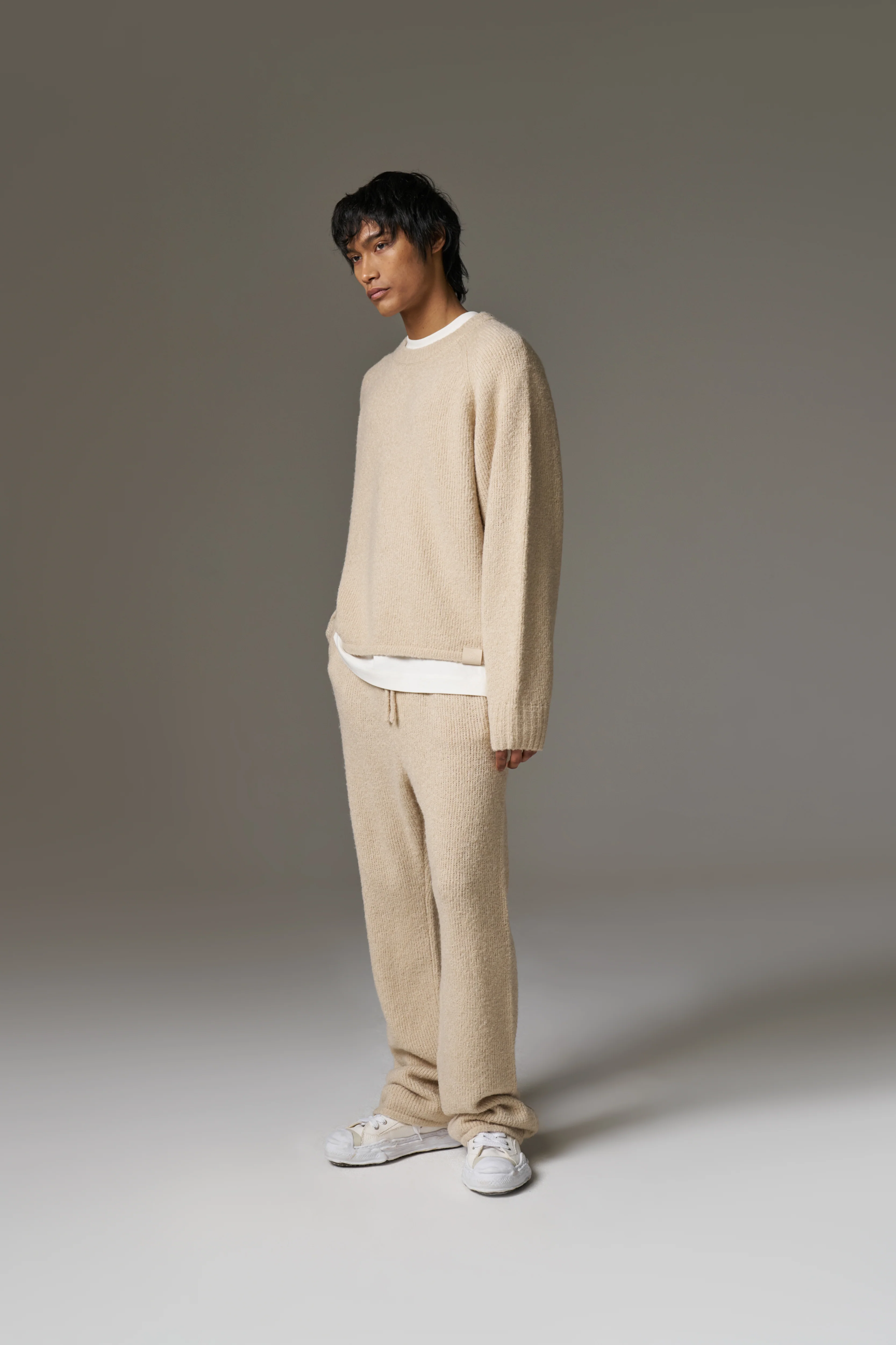 BOUCLE KNIT PANTS - STONE