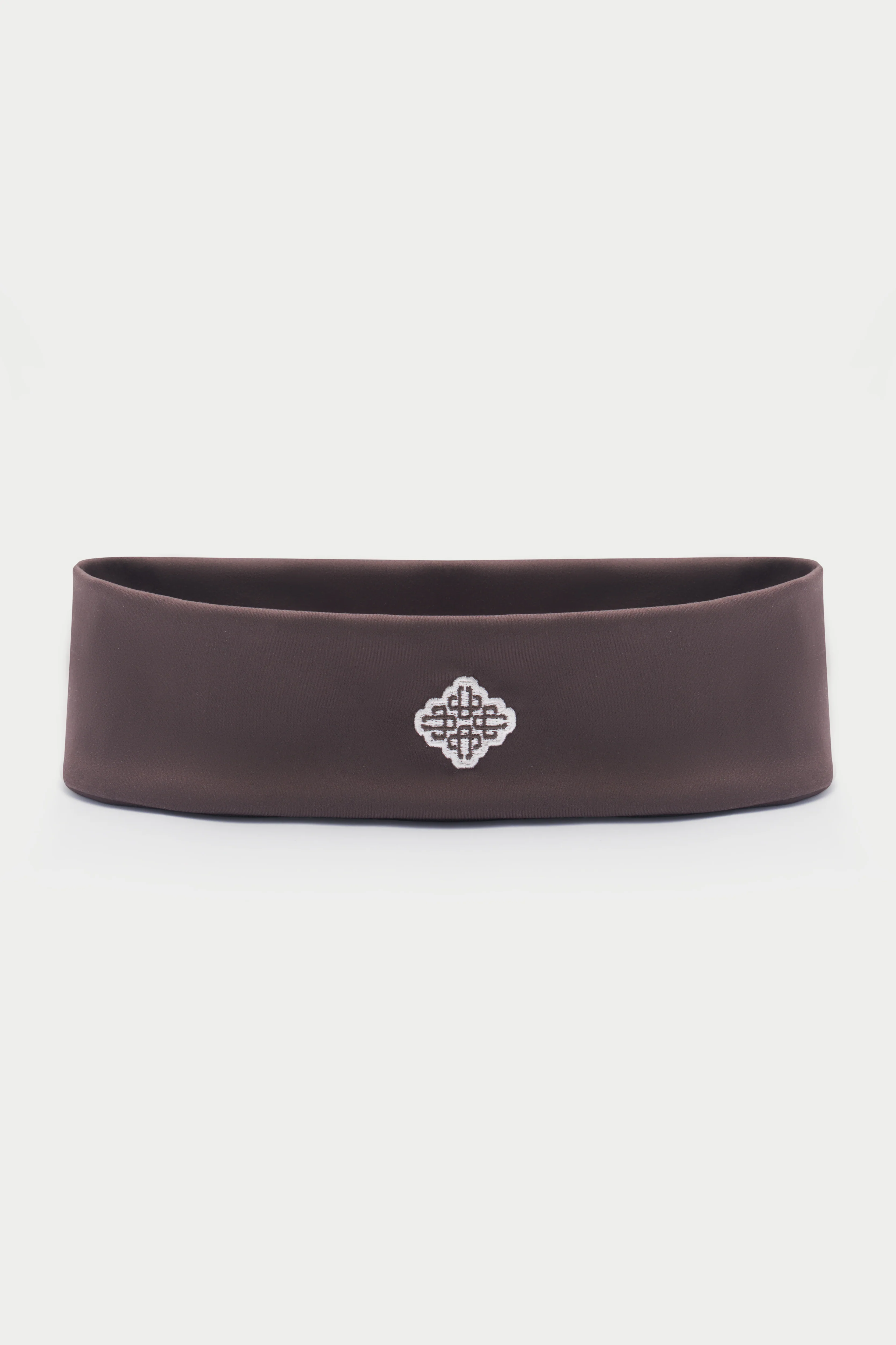 EMBROIDERED EMBLEM HEADBAND - CHOCOLATE