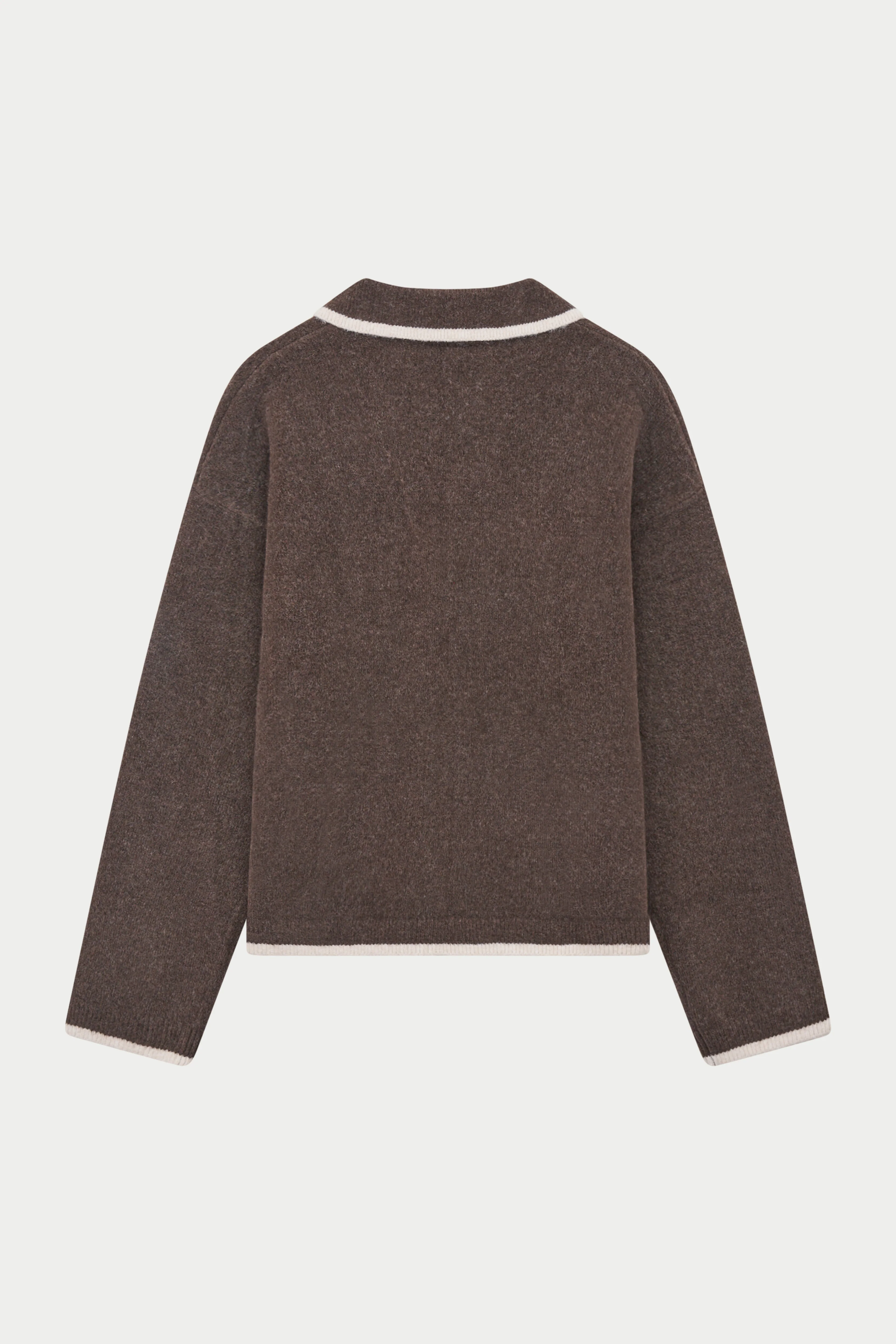 MONOGRAM EMBLEM KNITTED POLO TOP - BROWN