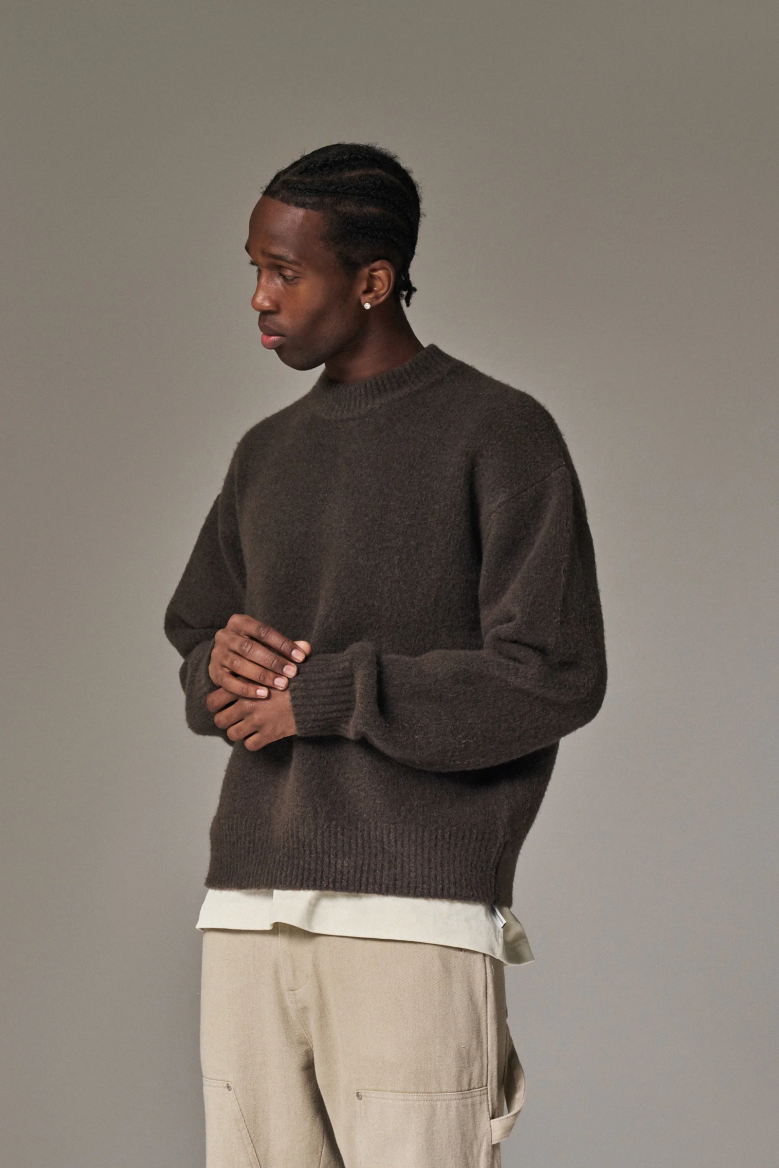 COPYRIGHT BRUSHED KNIT JUMPER - BROWN