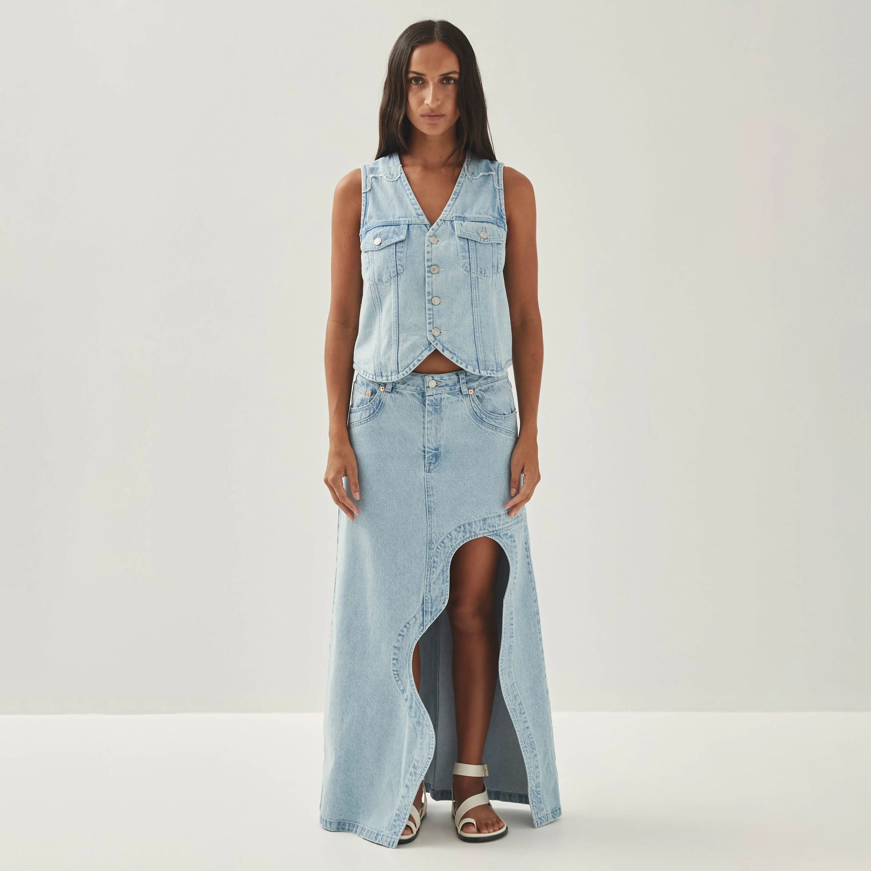 Carmina Light Blue Denim Skirt