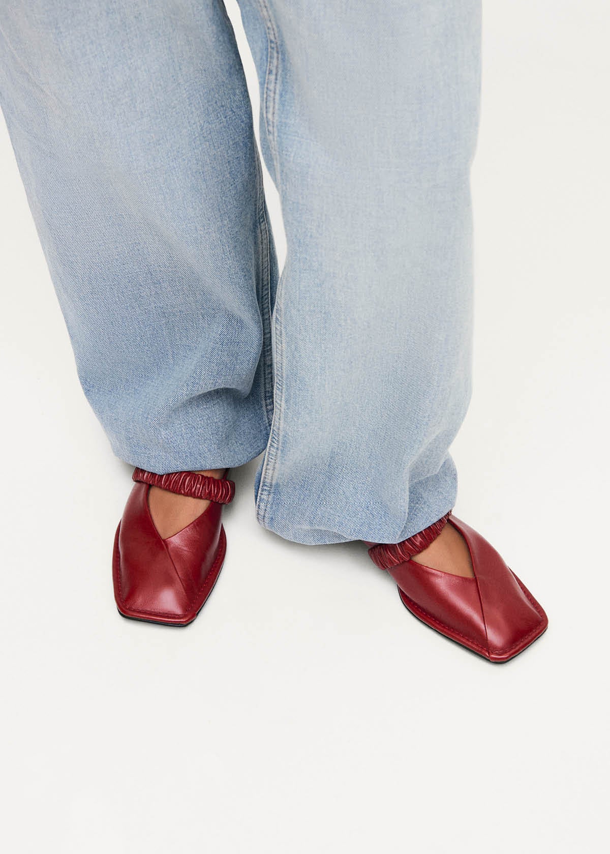 Lautan Red Leather Ballet Flats