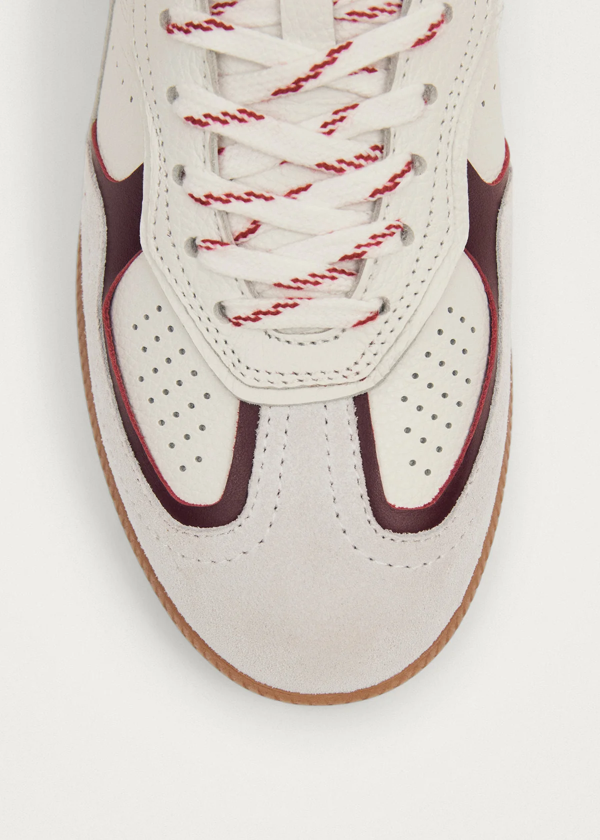 Tb.490 Rife Grain White Burgundy Leather Sneakers