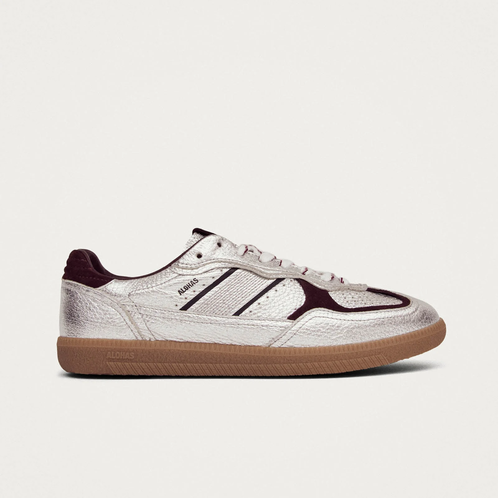 Tb.490 Grain Shimmer Silver & Burgundy Leather Sneakers