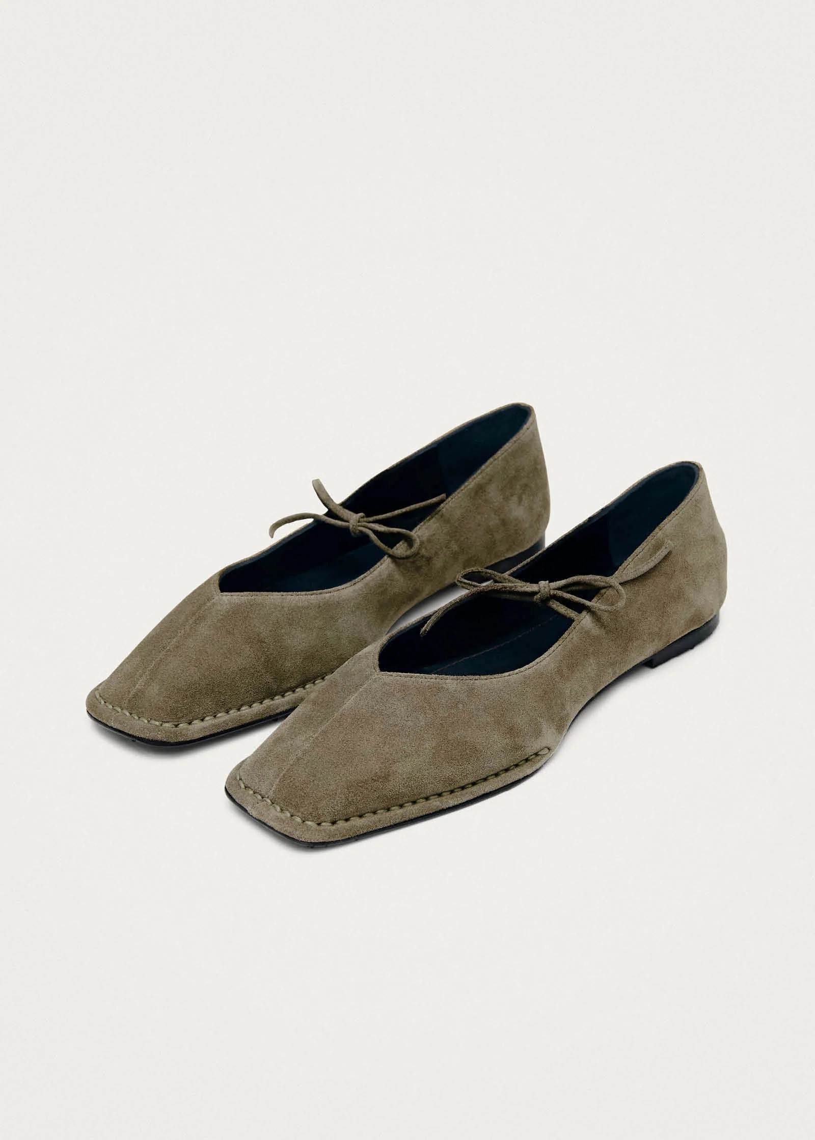 Sway Suede Khaki Leather Ballet Flats