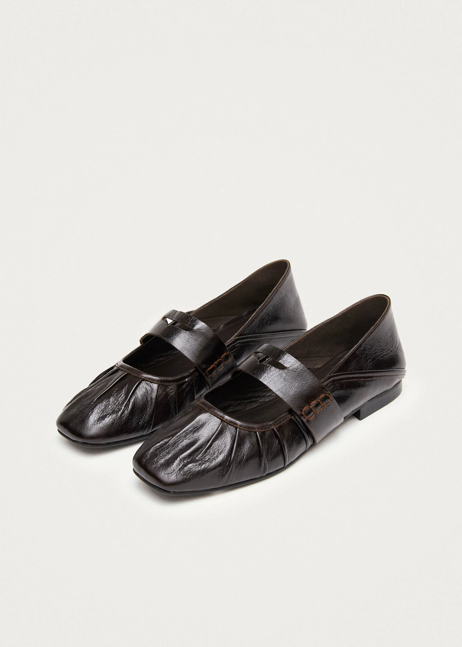 Bargo Brown Leather Ballet Flats