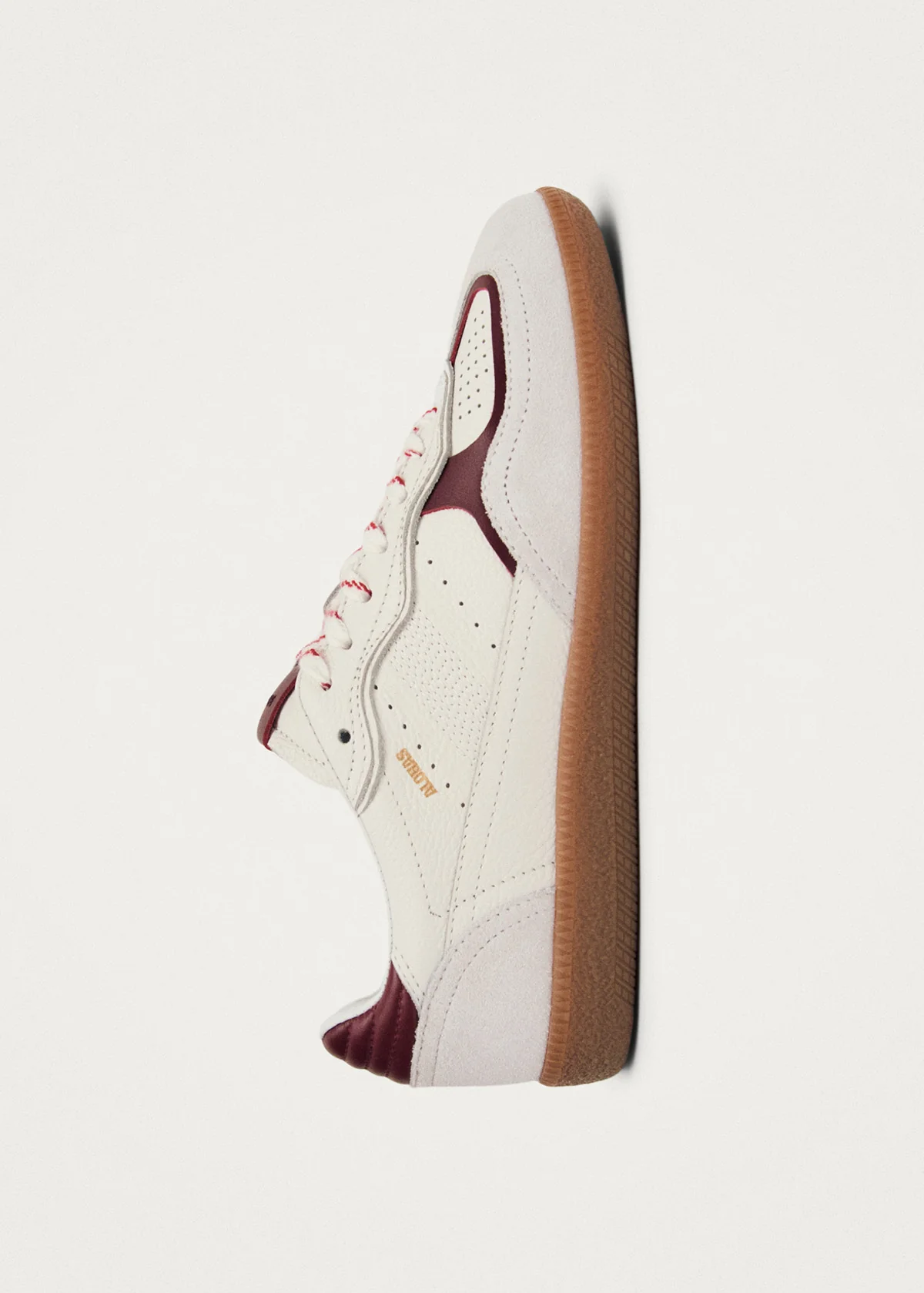 Tb.490 Rife Grain White Burgundy Leather Sneakers