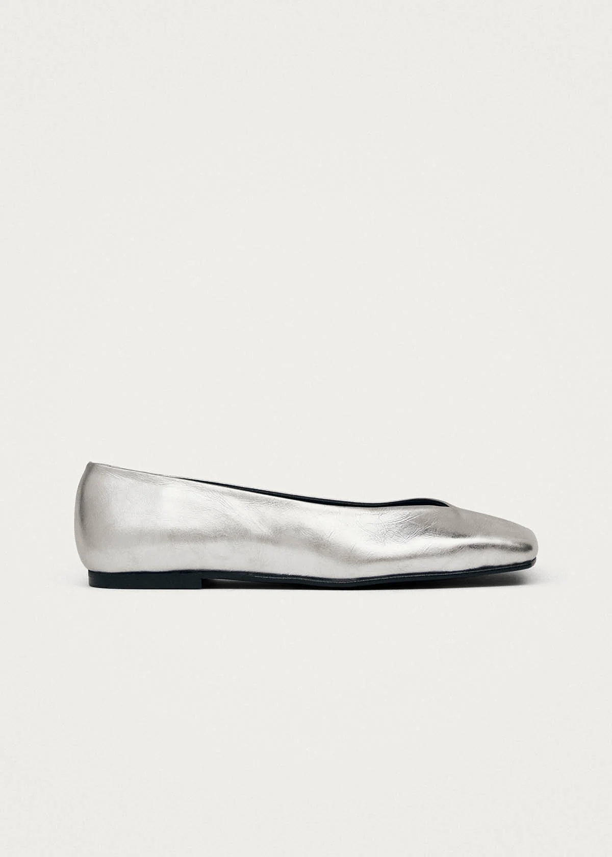 Katia Shimmer Silver Leather Ballet Flats