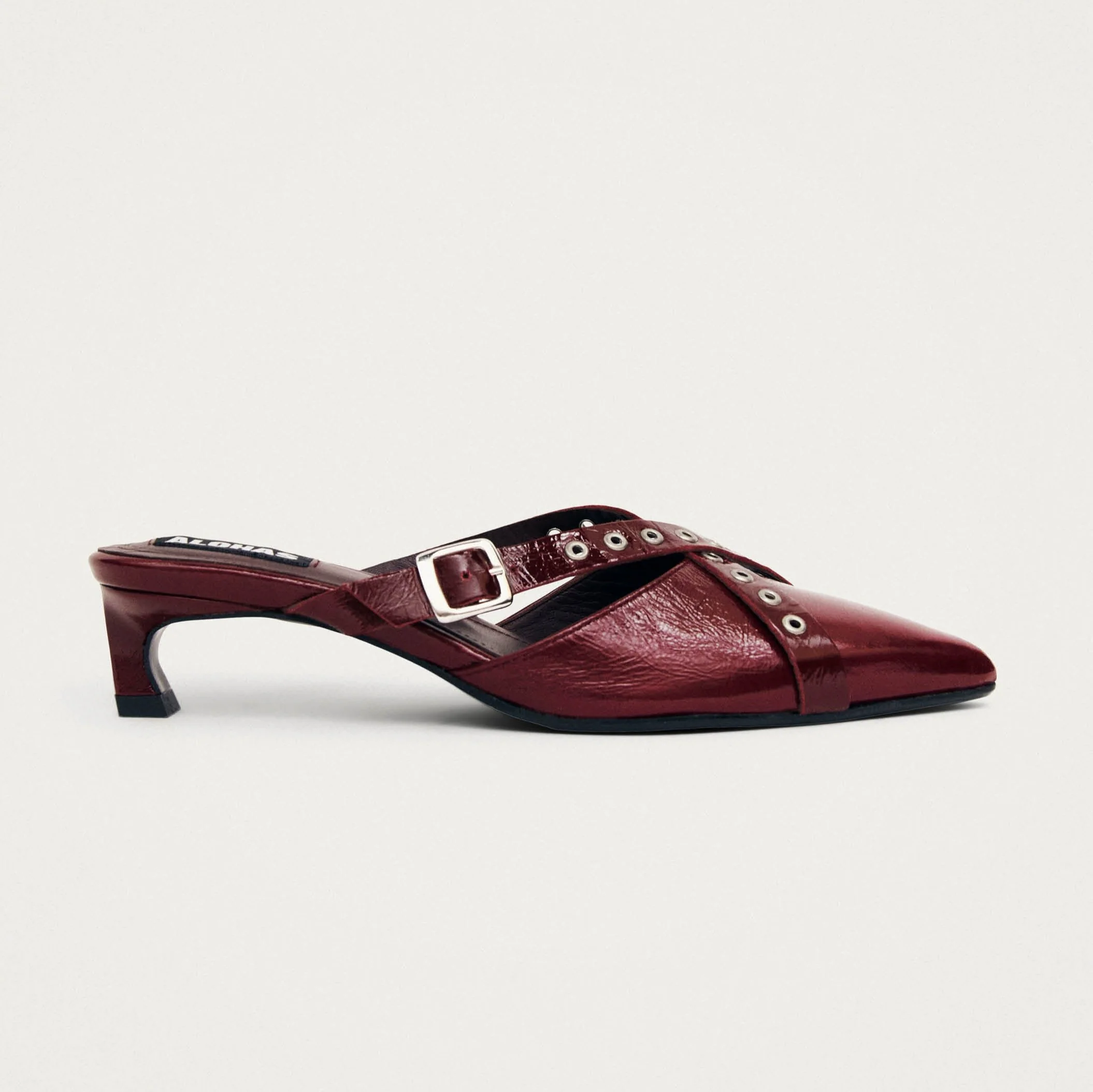 Zyra Onix Burgundy Leather Mules