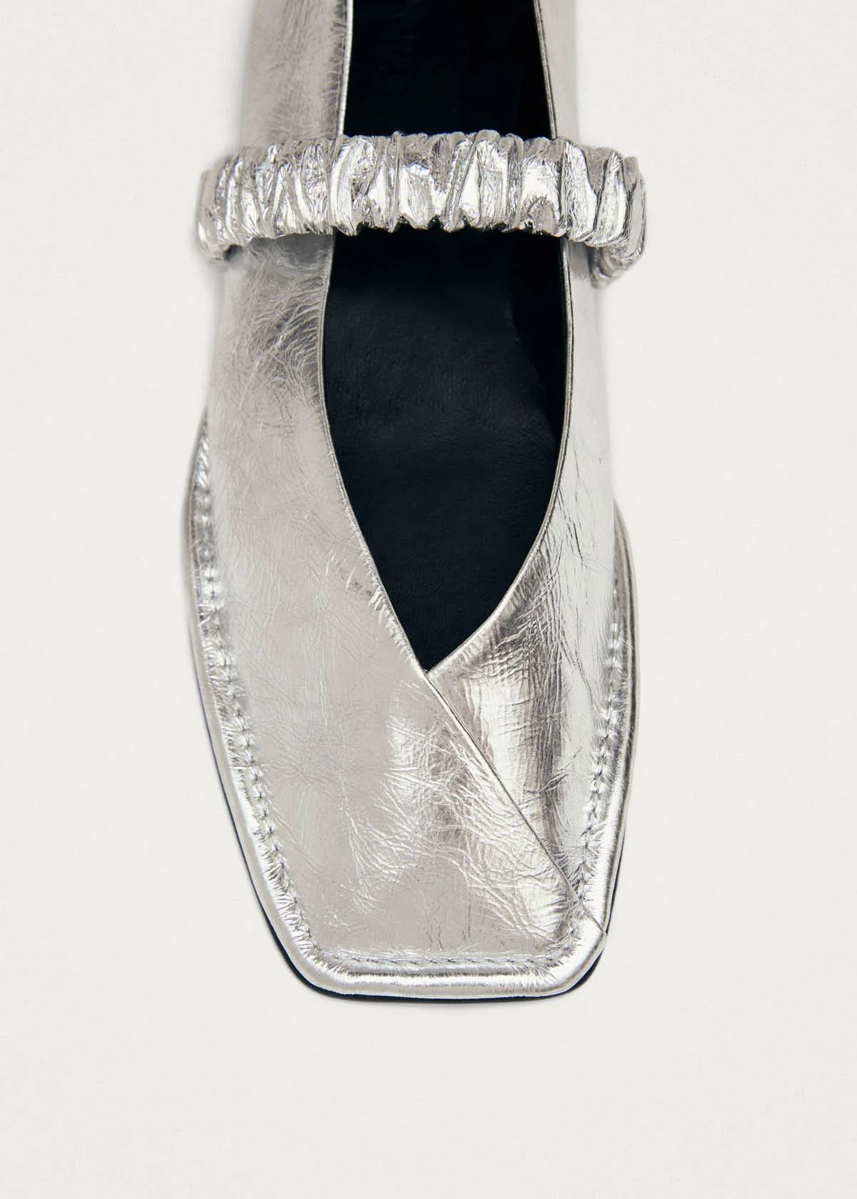 Lautan Shimmer Silver Leather Ballet Flats