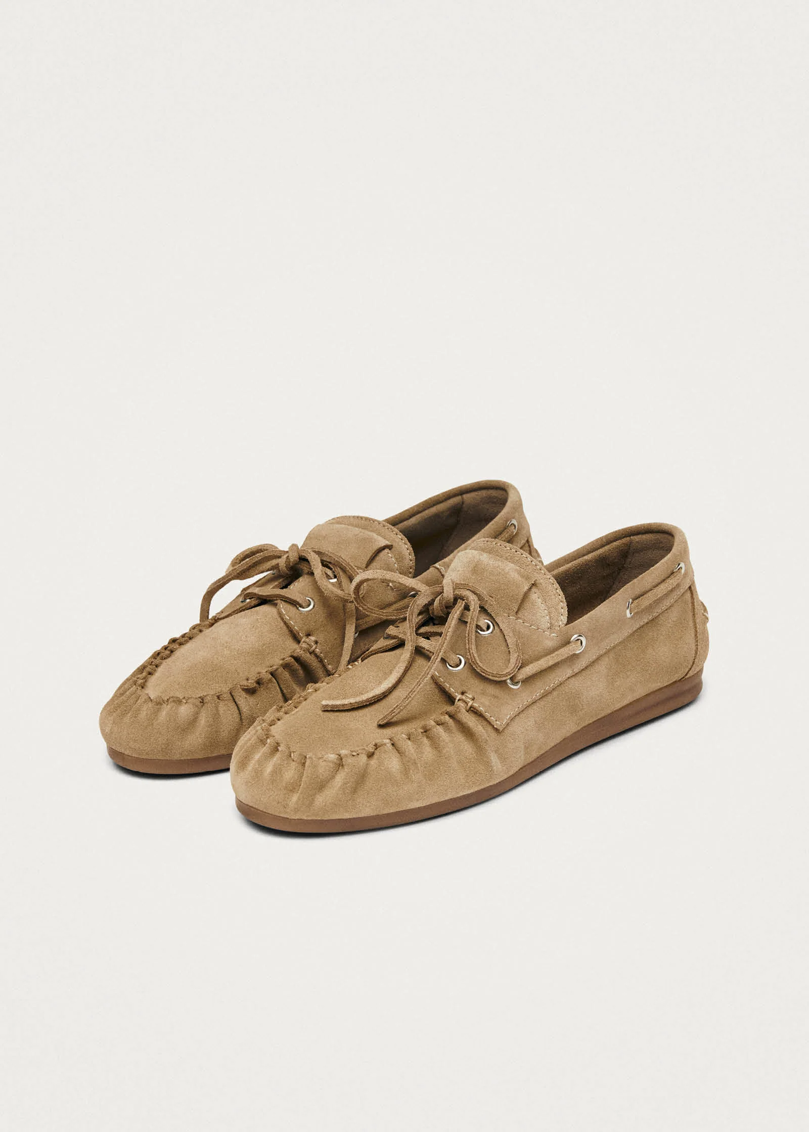 Rowan Suede Beige Leather Loafers