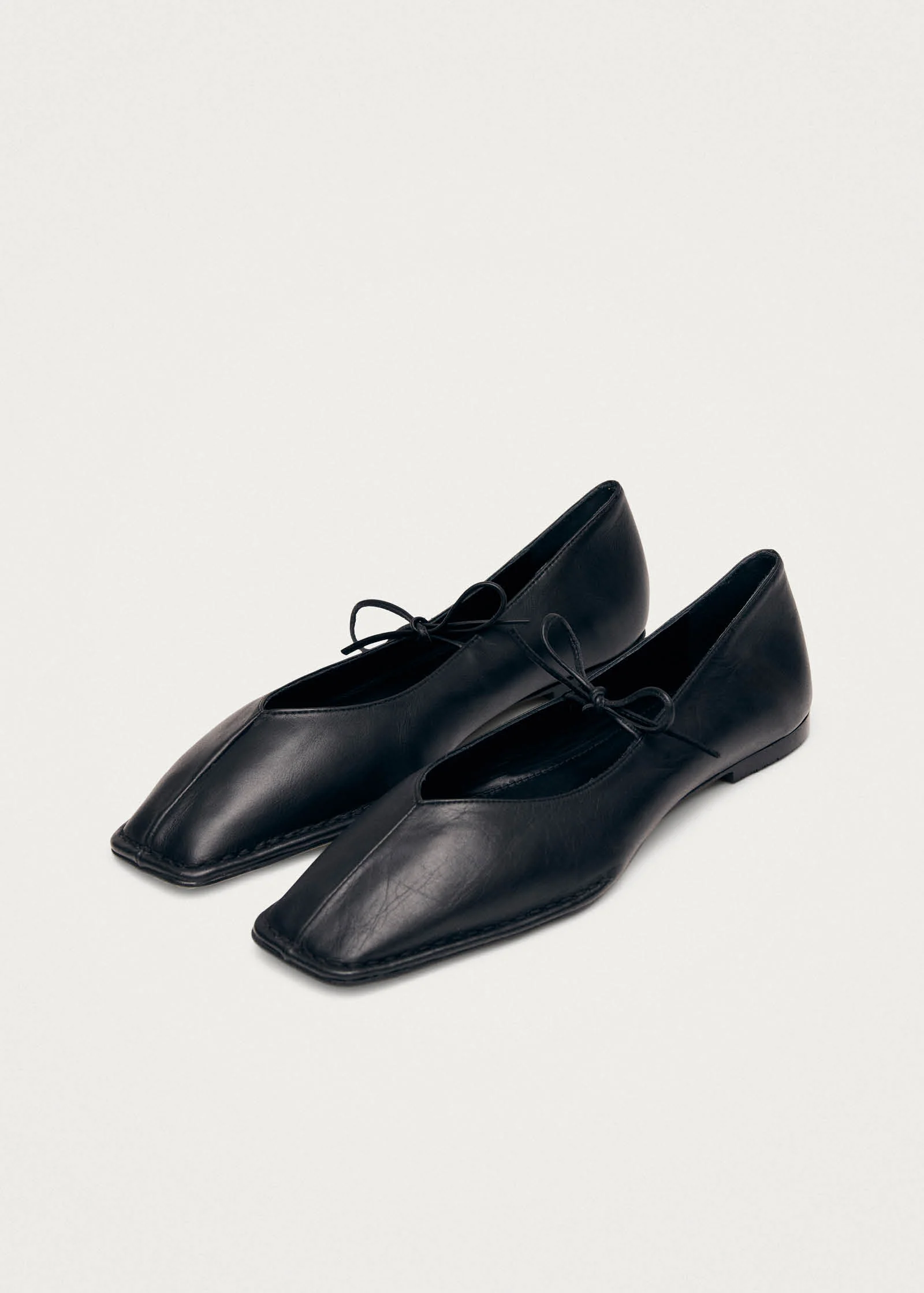 Sway Black Leather Ballet Flats