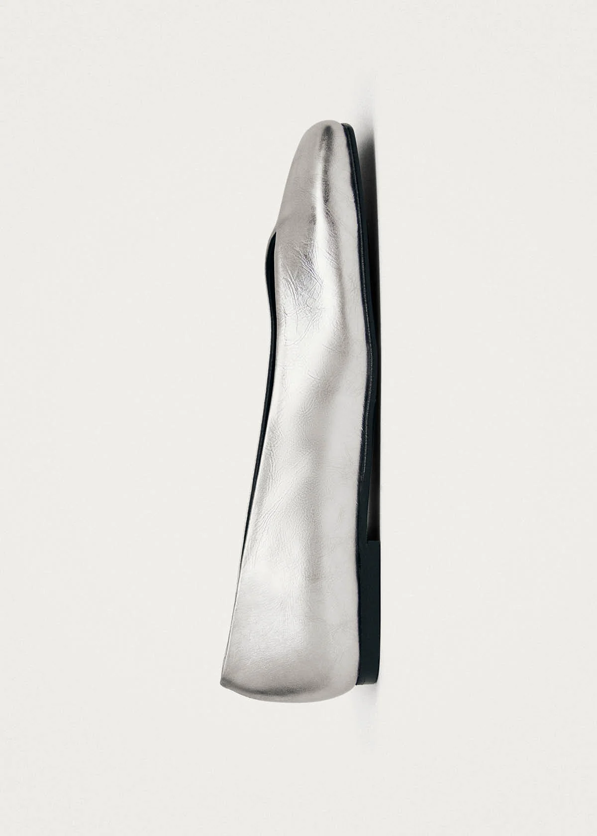 Katia Shimmer Silver Leather Ballet Flats