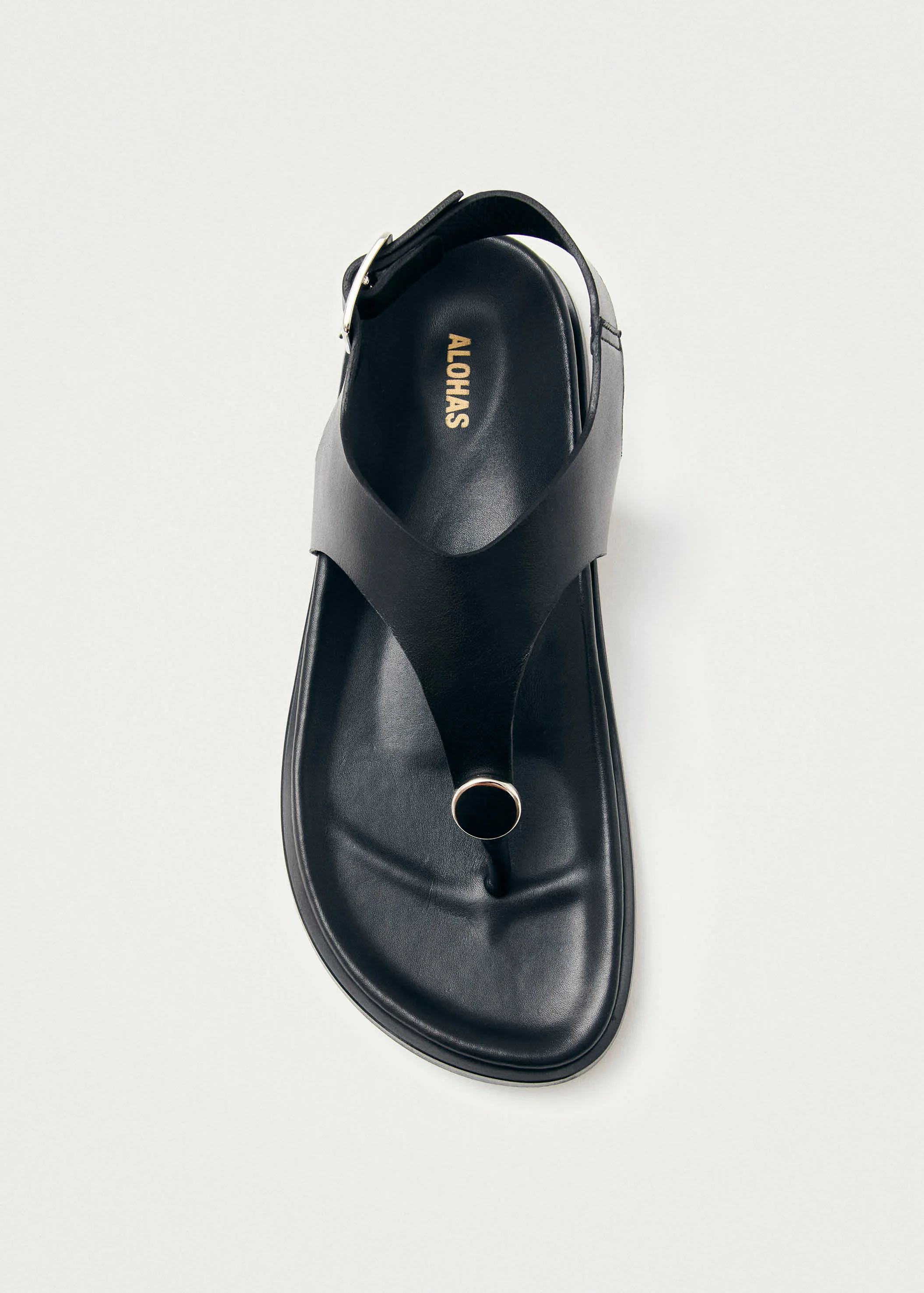 Harbor Black Leather Sandals