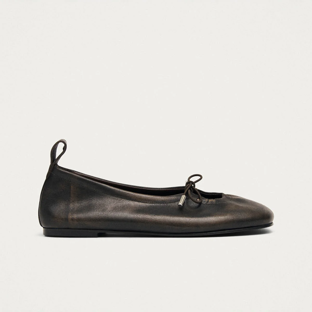 Rosalind Brushed Brown Leather Ballet Flats
