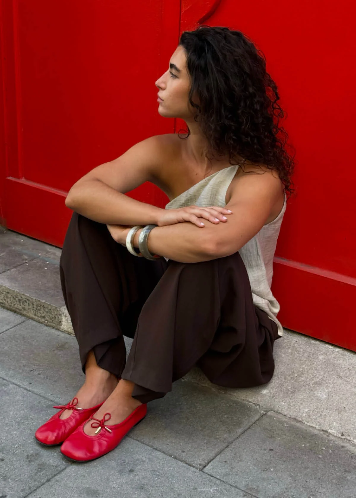 Rosalind Red Leather Ballet Flats