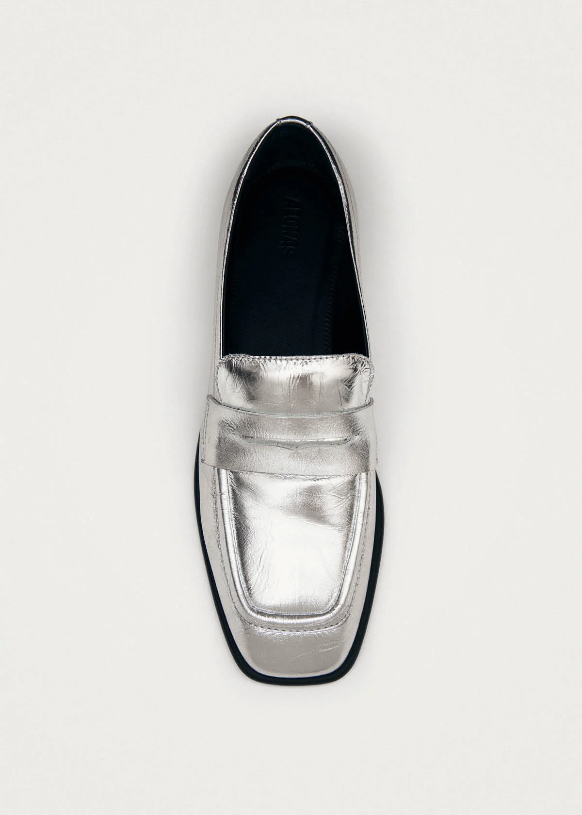 Zaha Shimmer Silver Leather Loafers