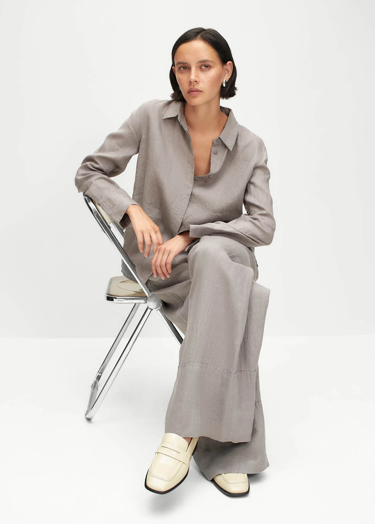 Zaha Cream Leather Loafers