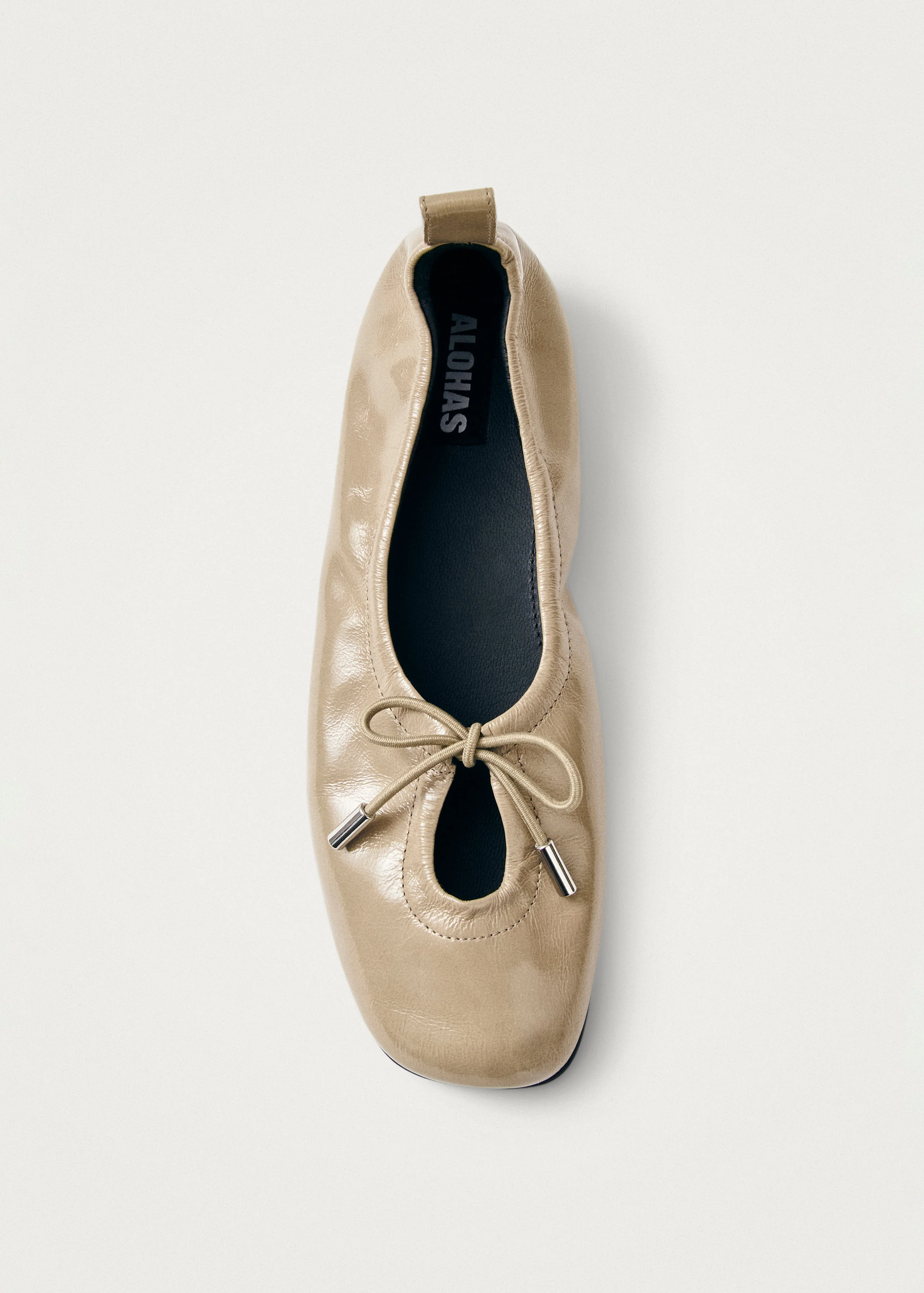 Rosalind Beige Patent Leather Ballet Flats