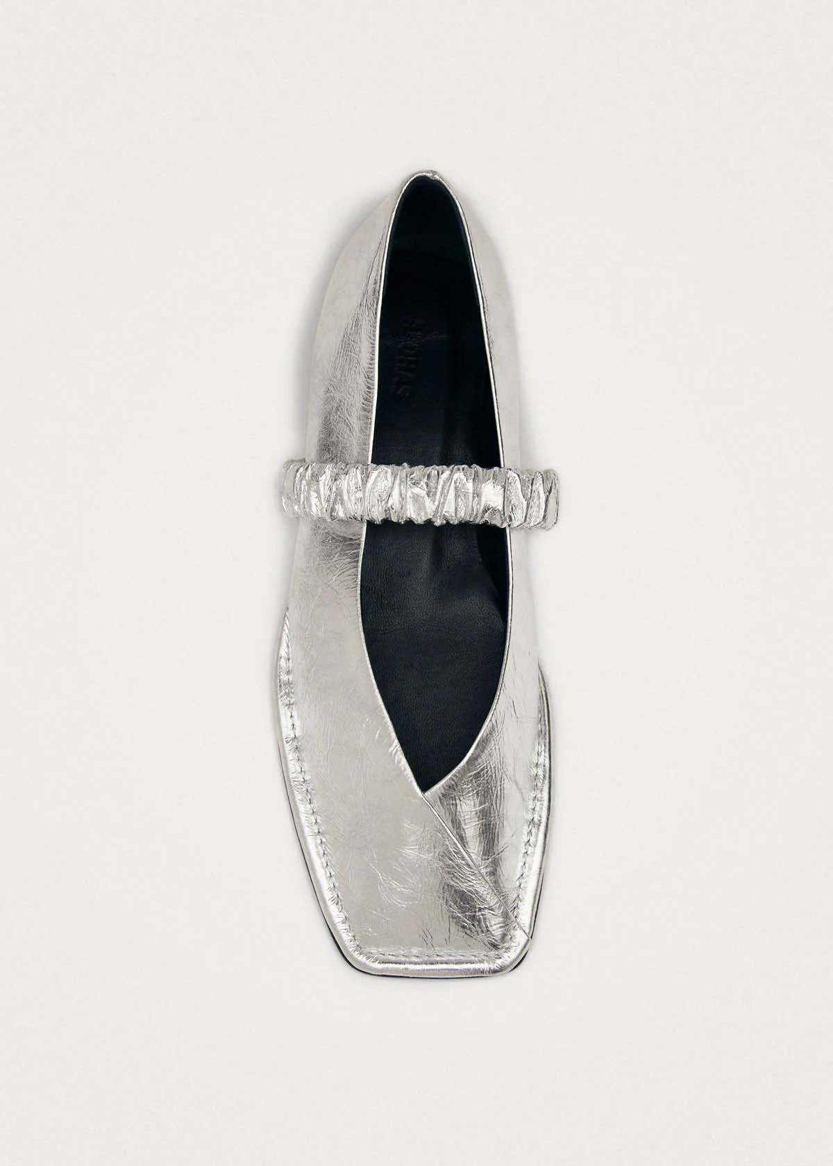 Lautan Shimmer Silver Leather Ballet Flats