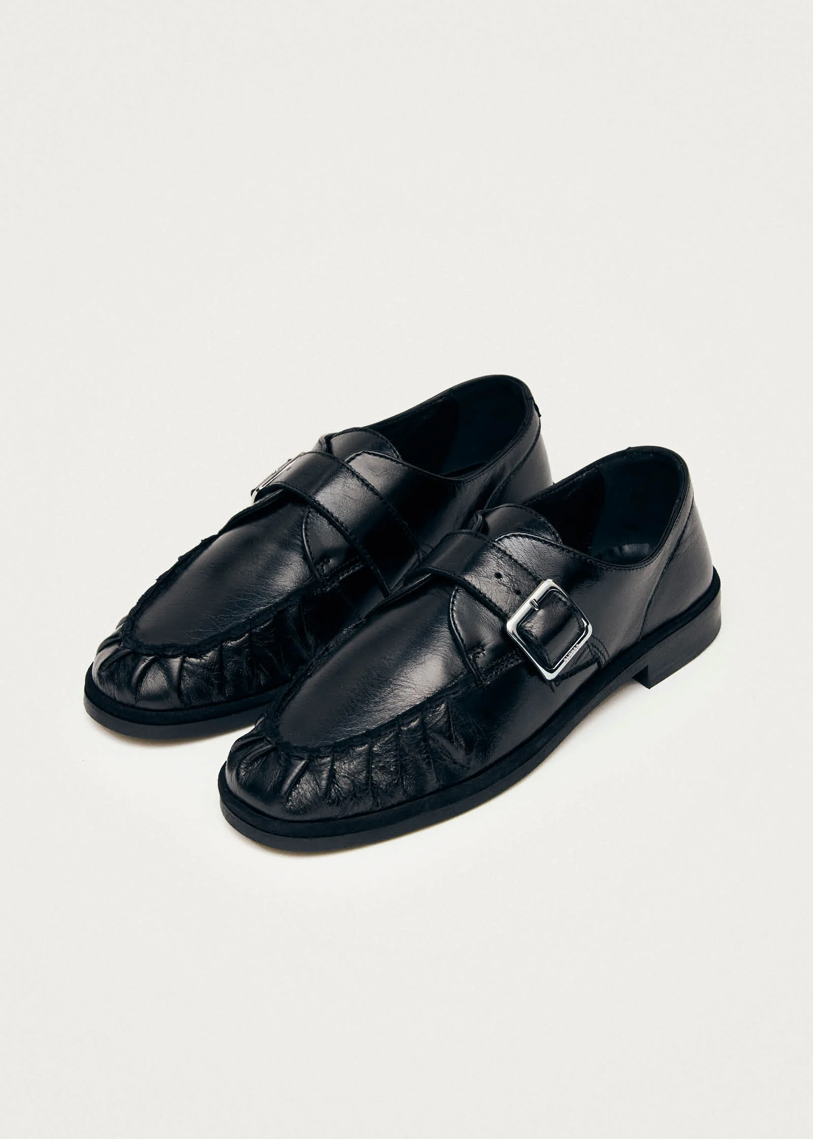 Brandy Black Leather Loafers