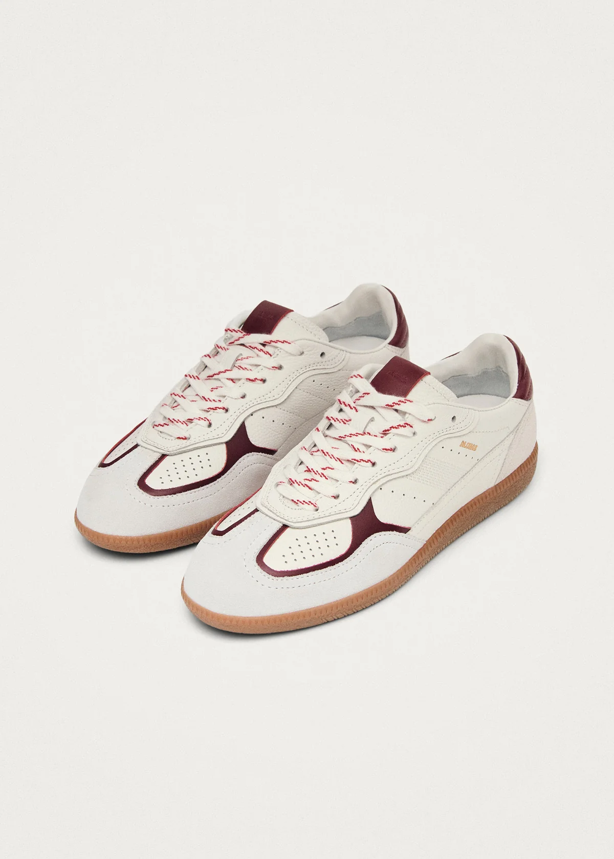 Tb.490 Rife Grain White Burgundy Leather Sneakers