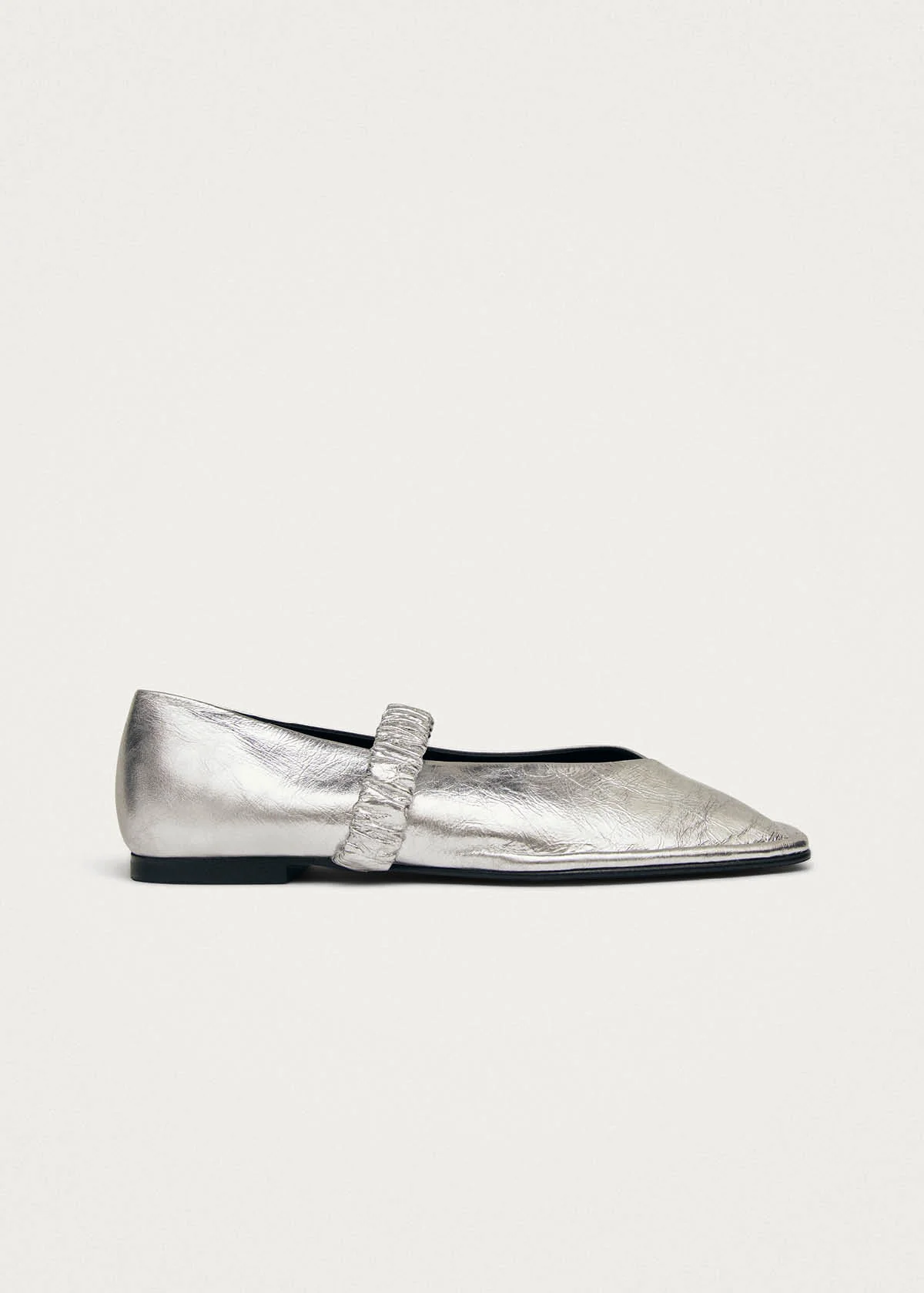 Lautan Shimmer Silver Leather Ballet Flats