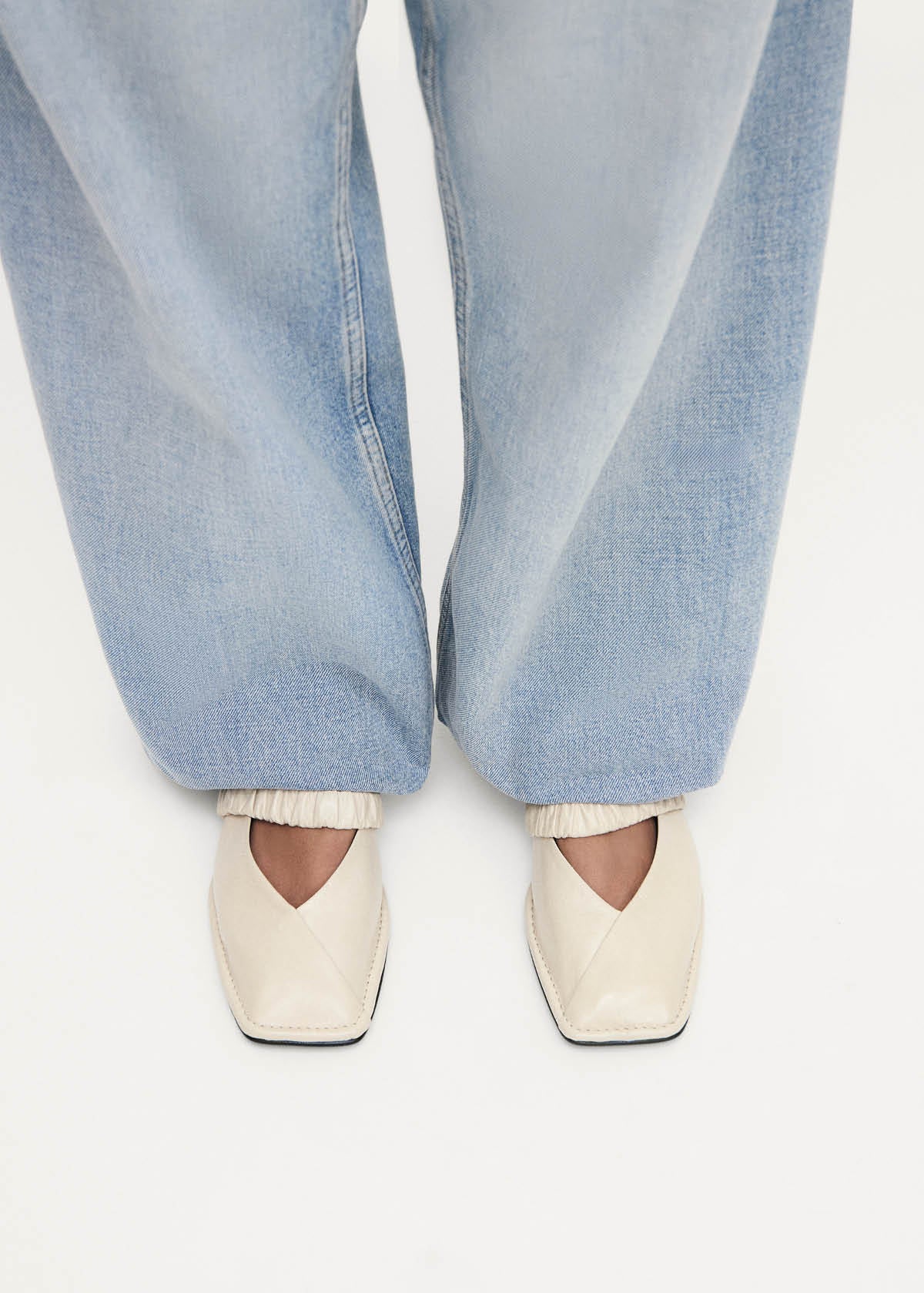 Lautan Cream Leather Ballet Flats