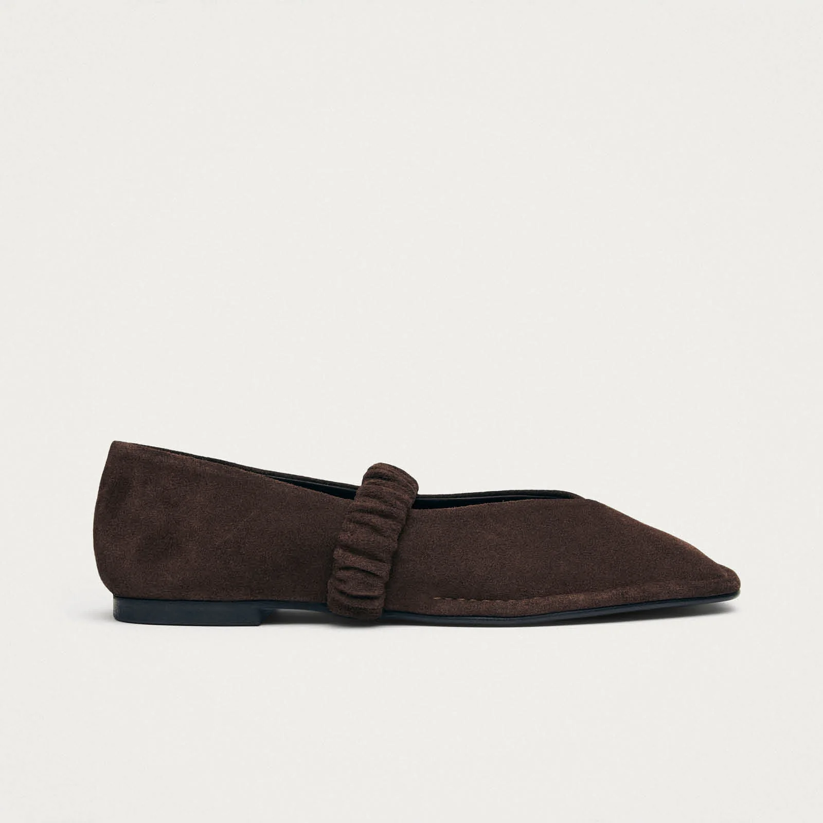 Lautan Suede Brown Leather Ballet Flats