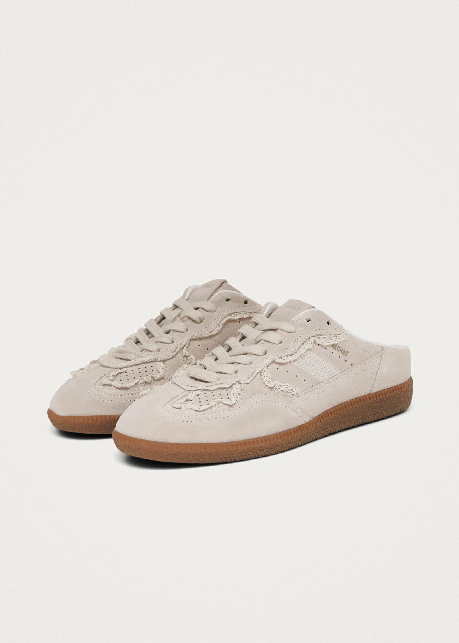 Tb.490 Mule Crochet Cream Leather Sneakers