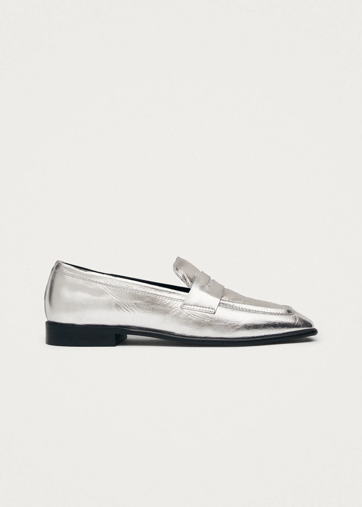 Zaha Shimmer Silver Leather Loafers