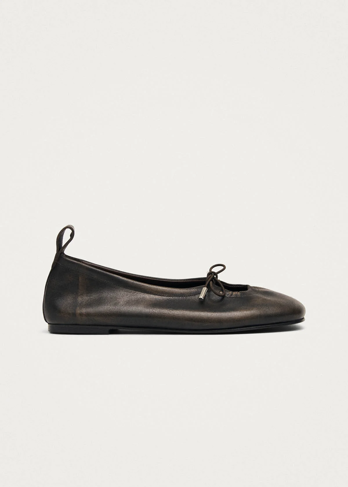 Rosalind Brushed Brown Leather Ballet Flats