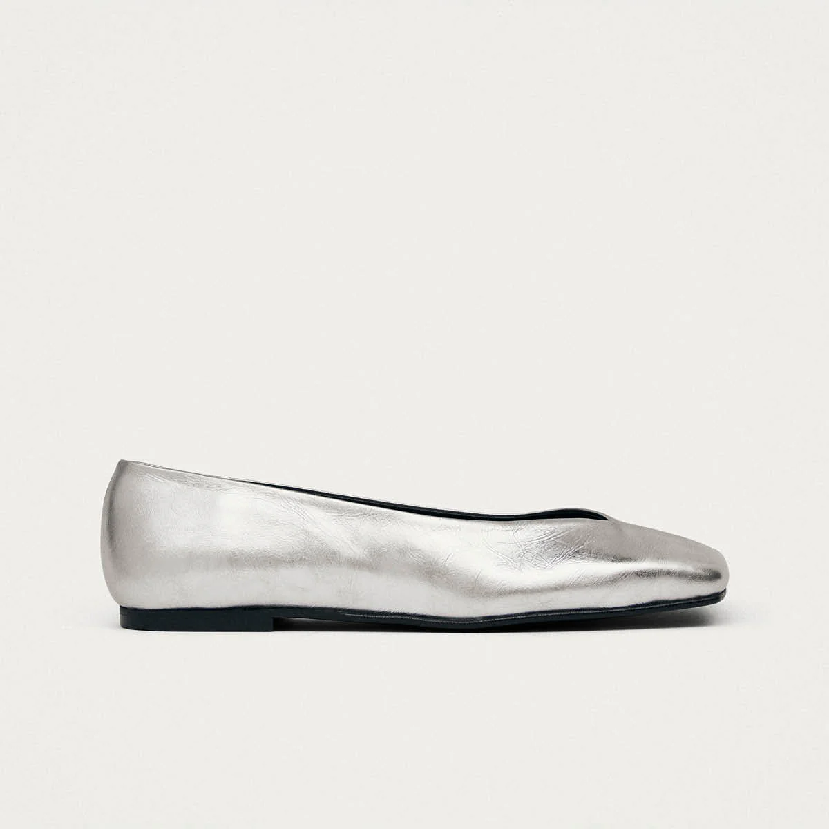 Katia Shimmer Silver Leather Ballet Flats
