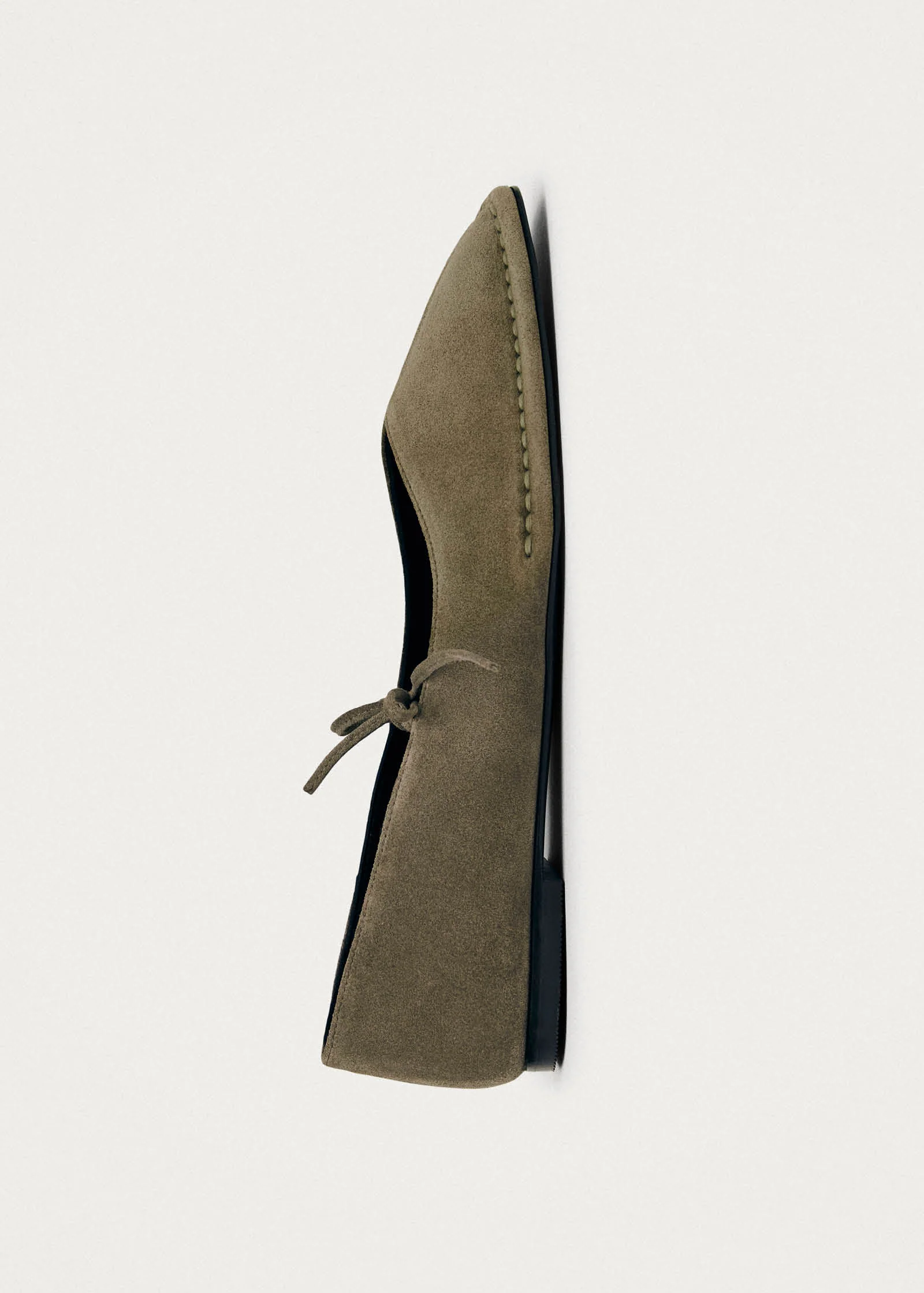 Sway Suede Khaki Leather Ballet Flats