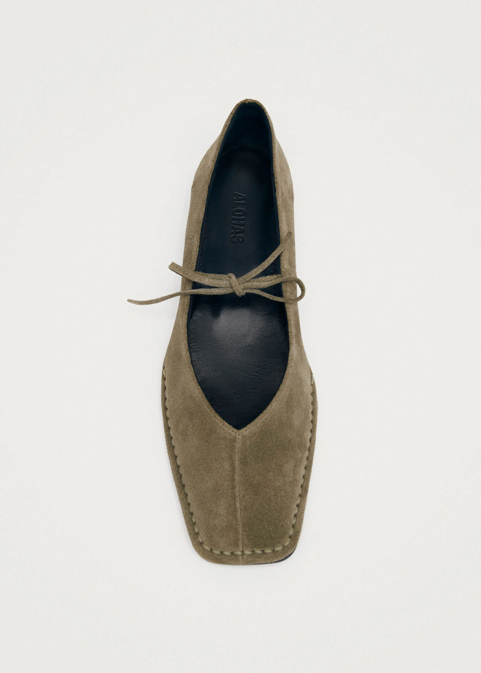 Sway Suede Khaki Leather Ballet Flats