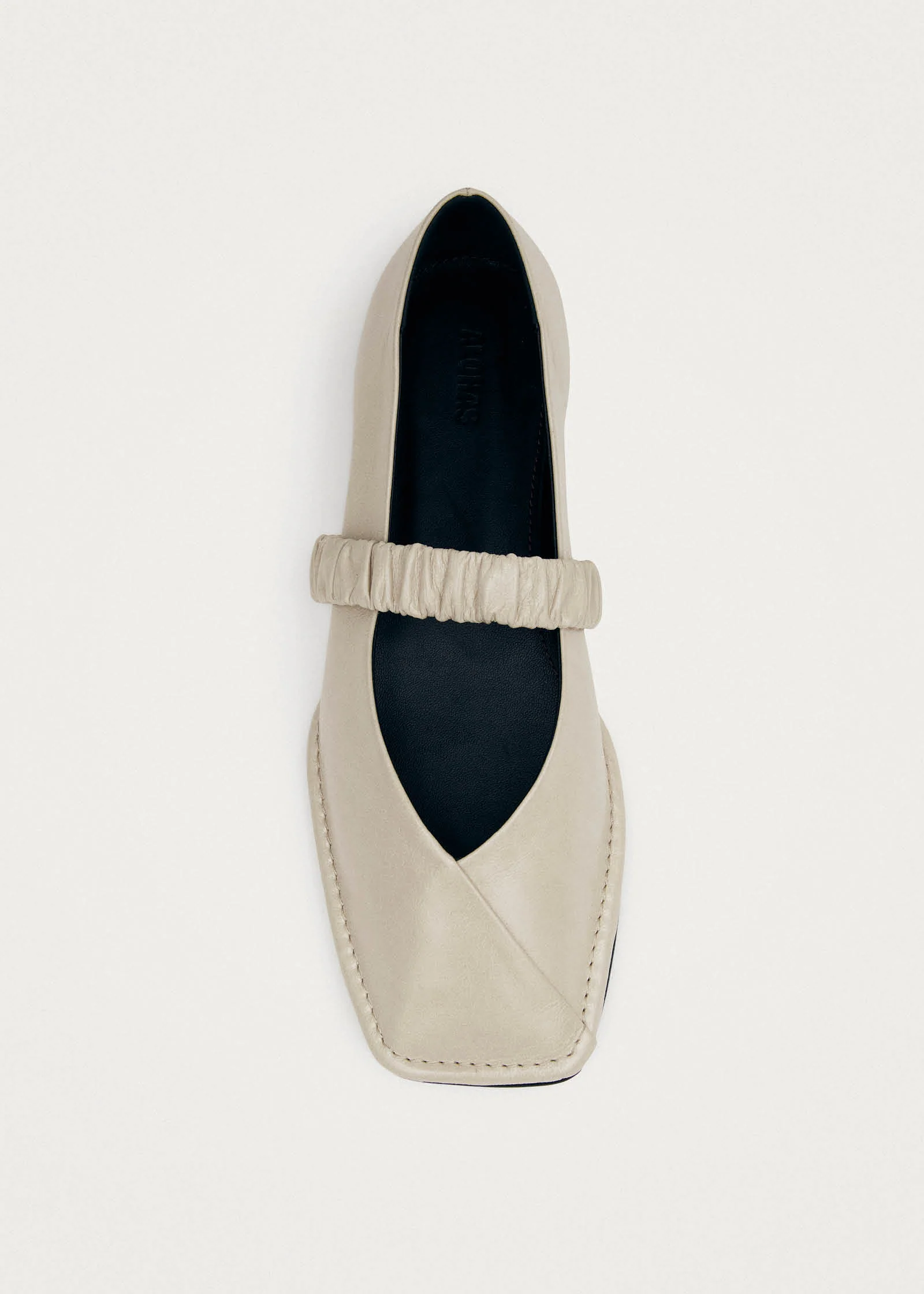 Lautan Cream Leather Ballet Flats