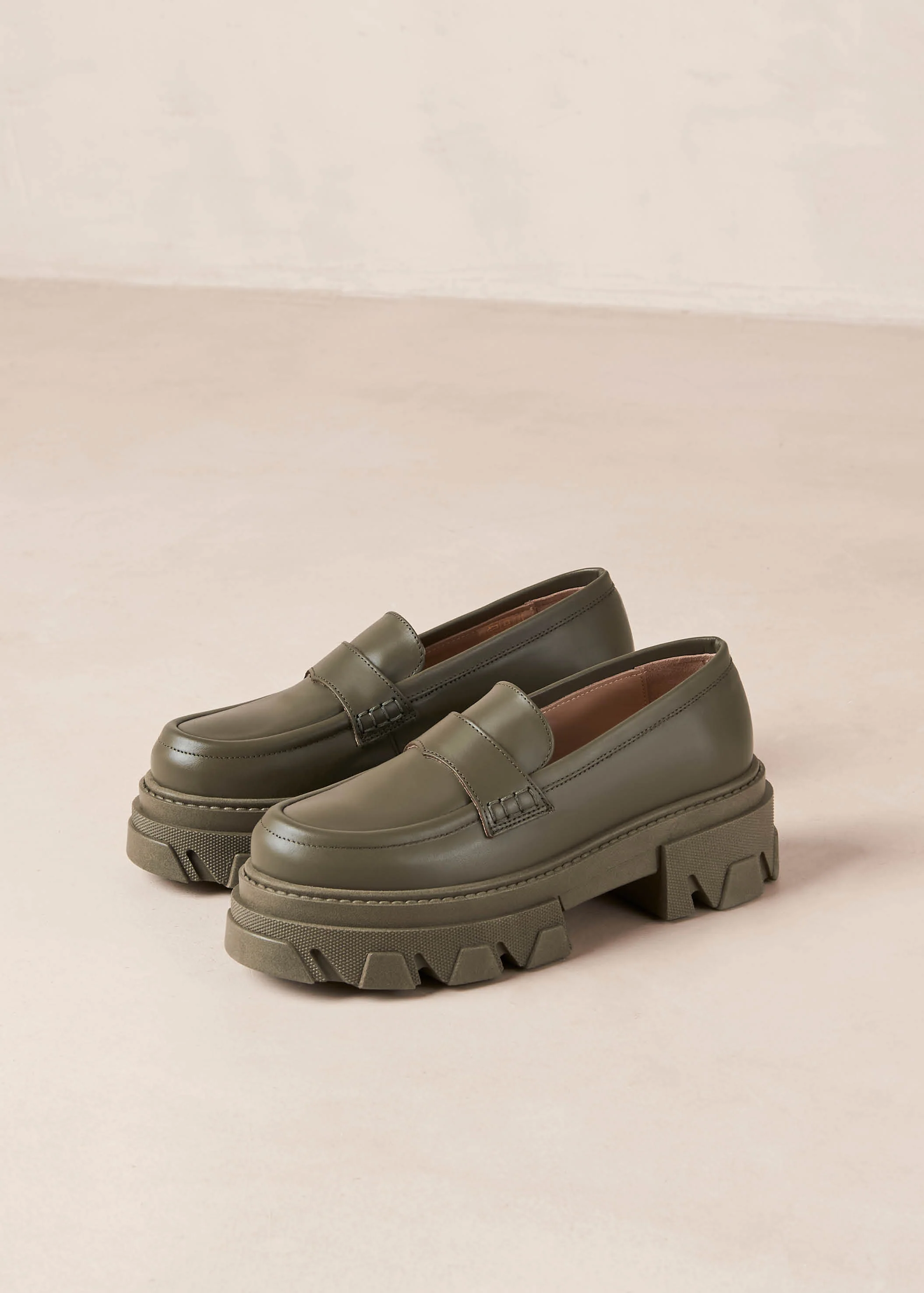 Trailblazer Green Leather Loafers