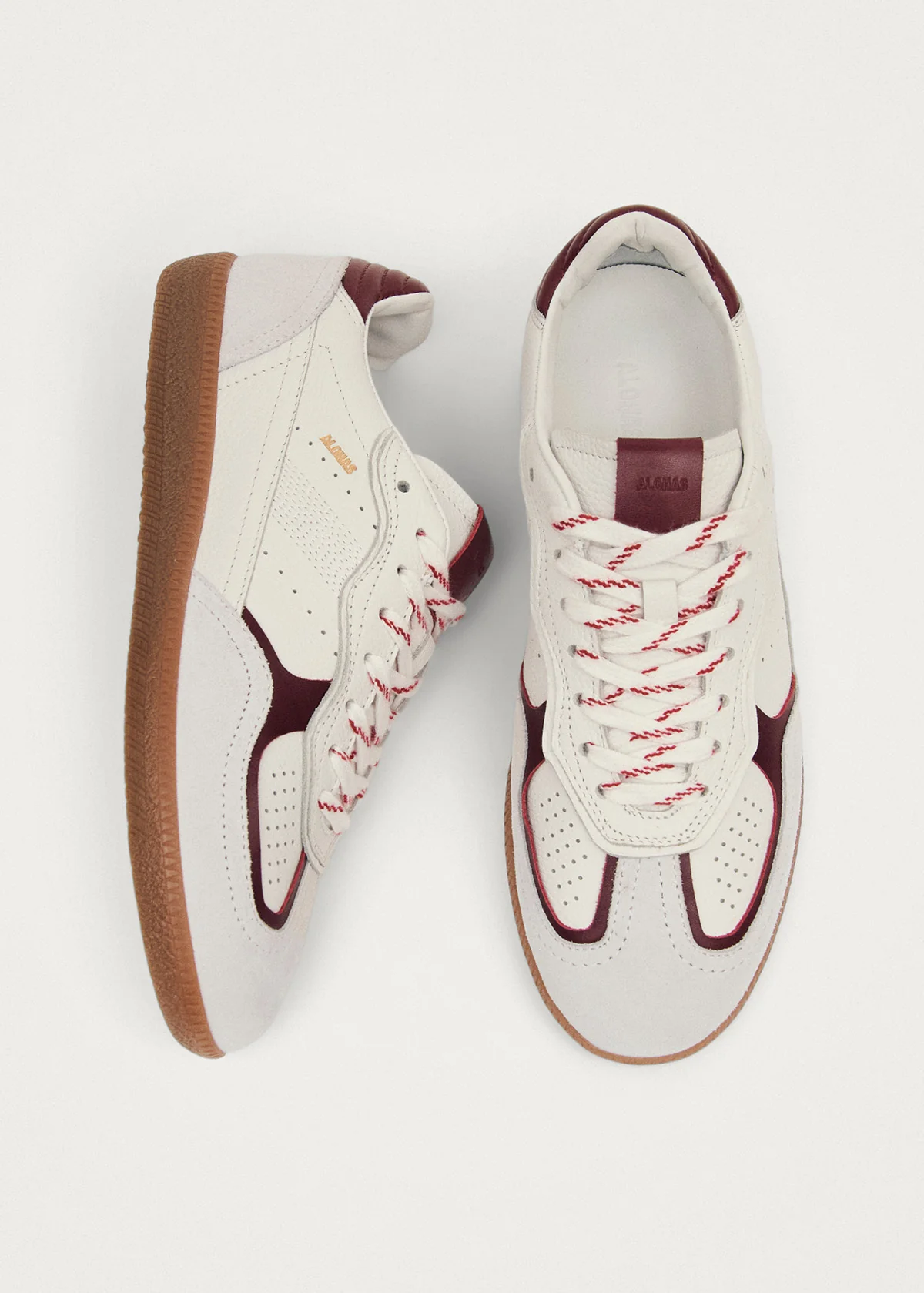 Tb.490 Rife Grain White Burgundy Leather Sneakers