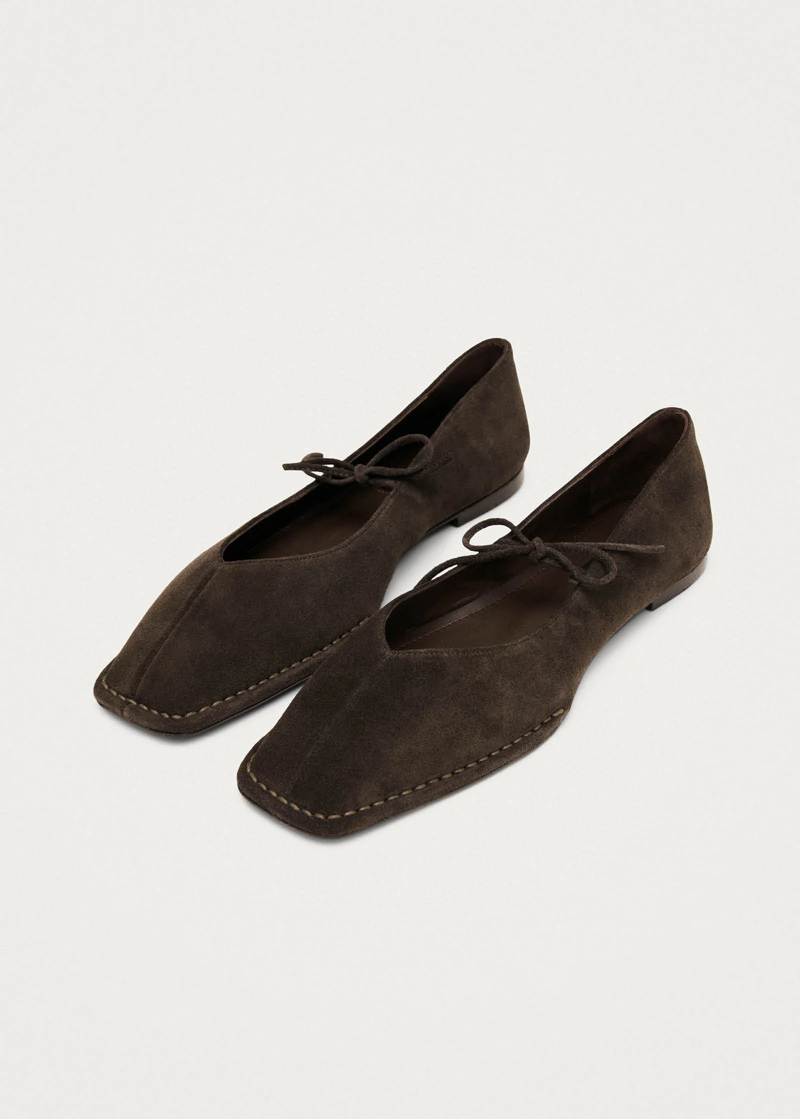 Sway Suede Coffee Brown Leather Ballet Flats