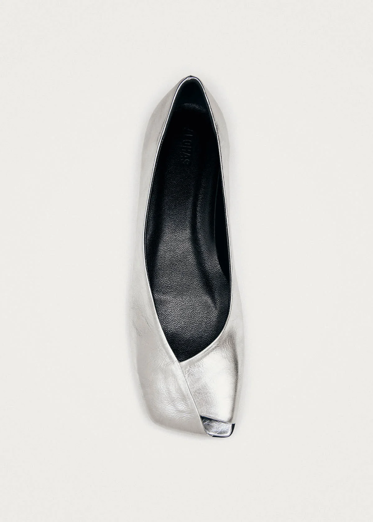 Katia Shimmer Silver Leather Ballet Flats