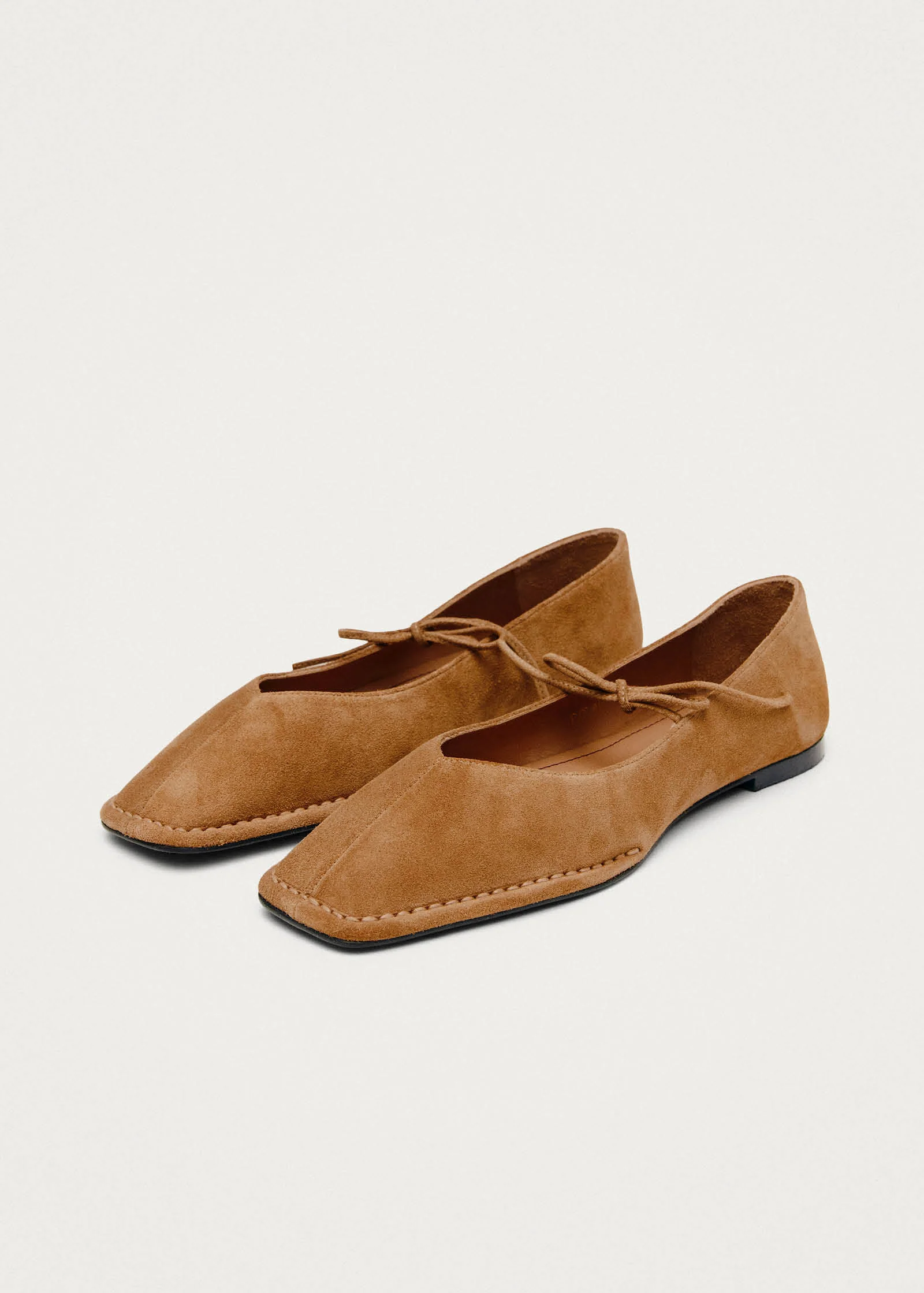 Sway Suede Tan Leather Ballet Flats